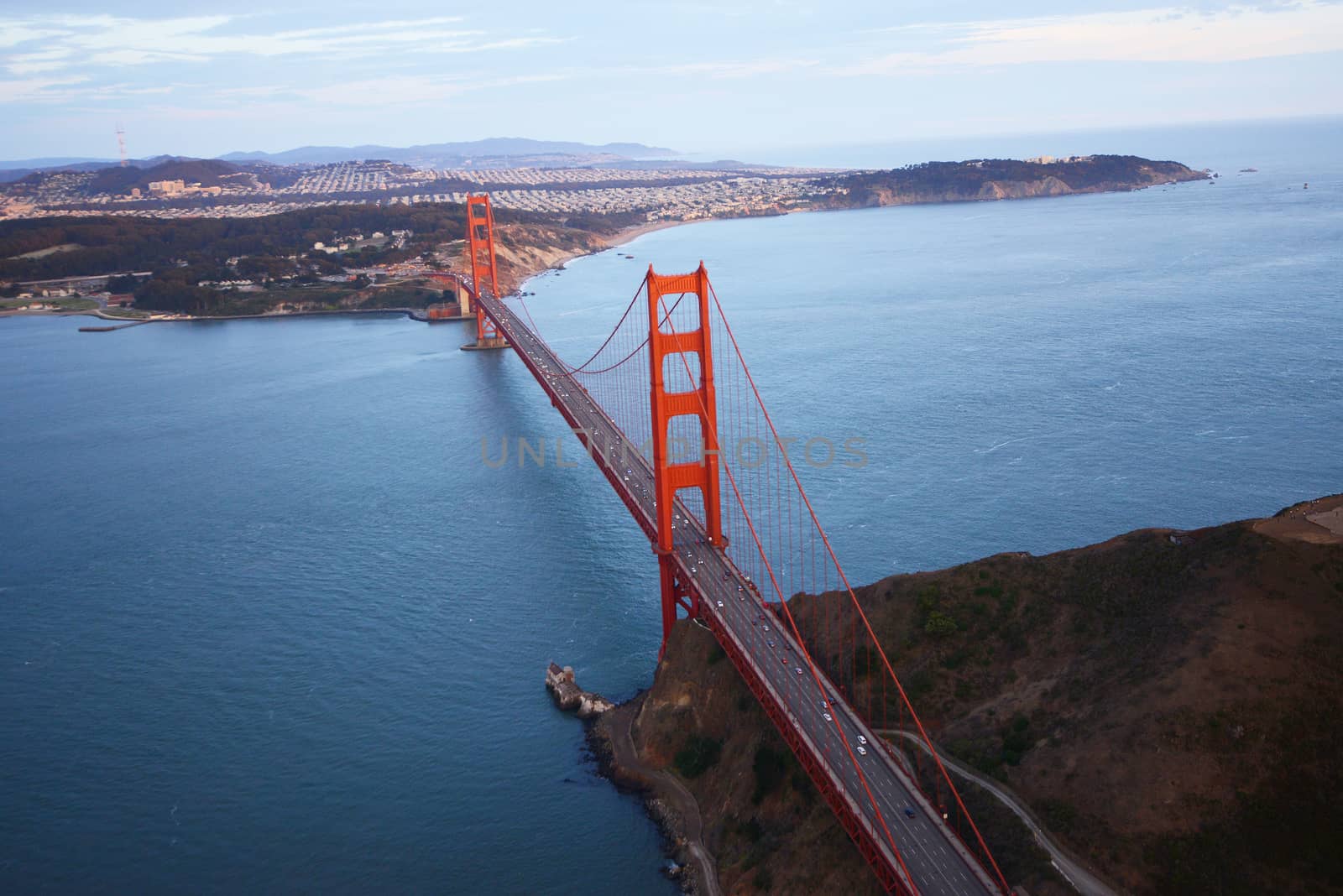 golden gate bridge aerial view by porbital