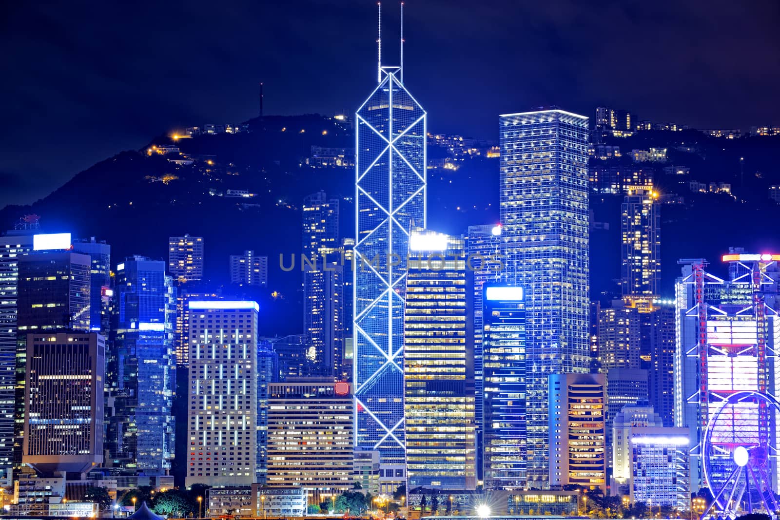 Hong Kong Office Buildings at Night