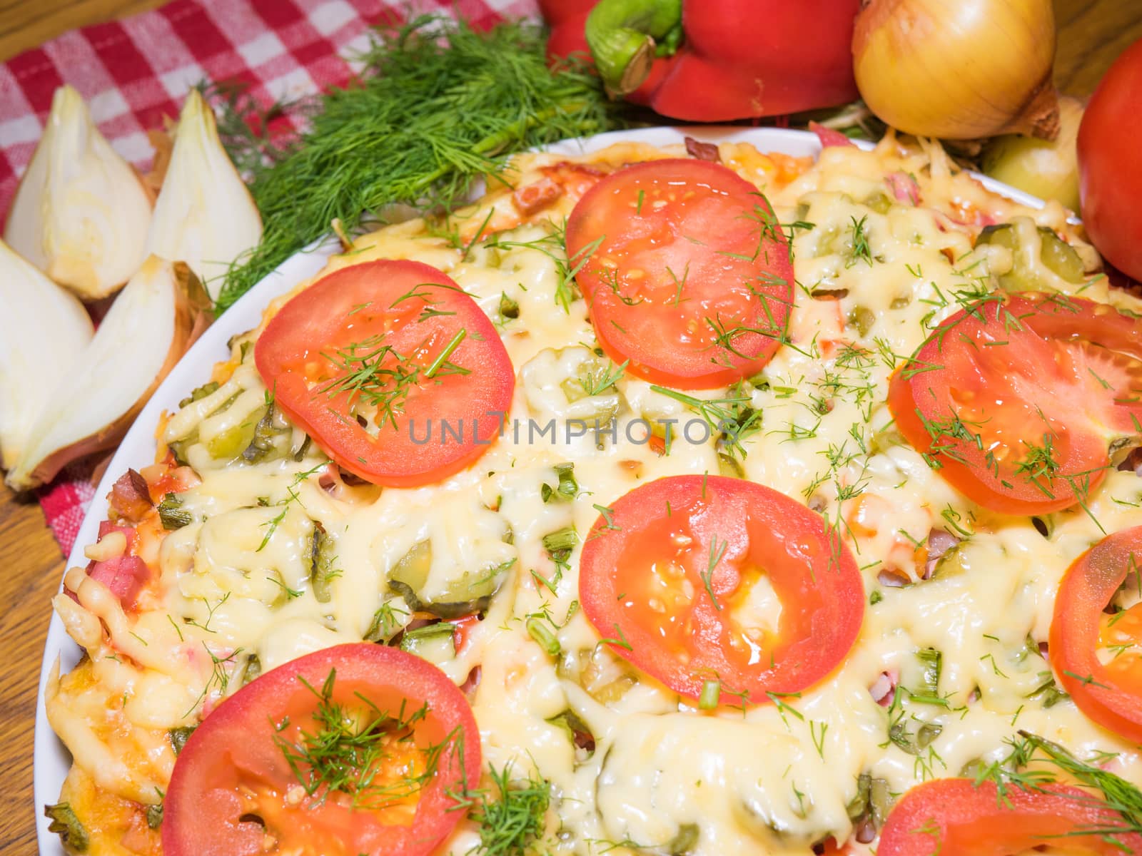 Pizza meat fest with tomatoes by dolfinvik