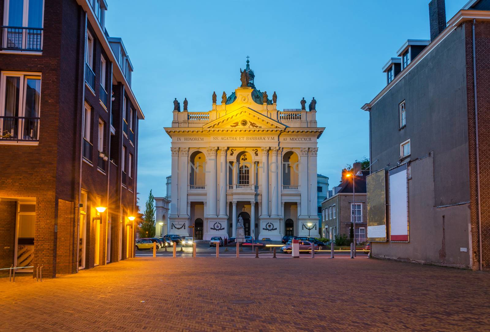 Basilica of Saints Agatha and Barbara in Oudenbosch, Netherlands. Twilight time