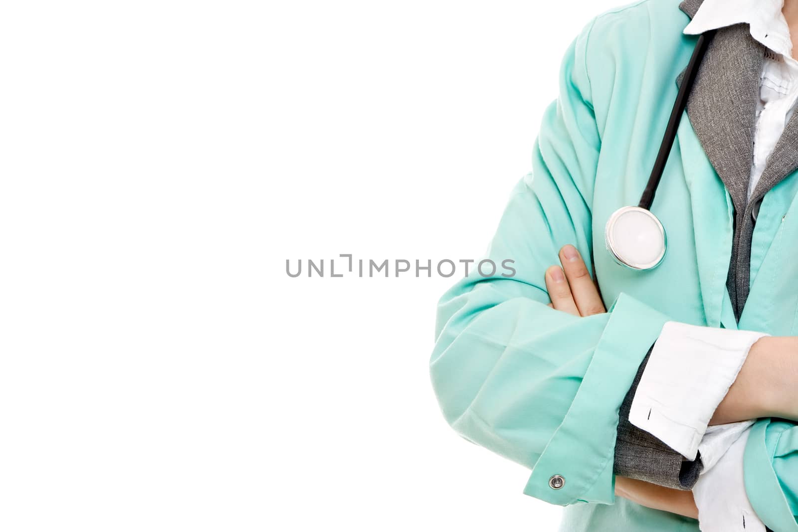 Medical specialist in pose of waiting to begin their work