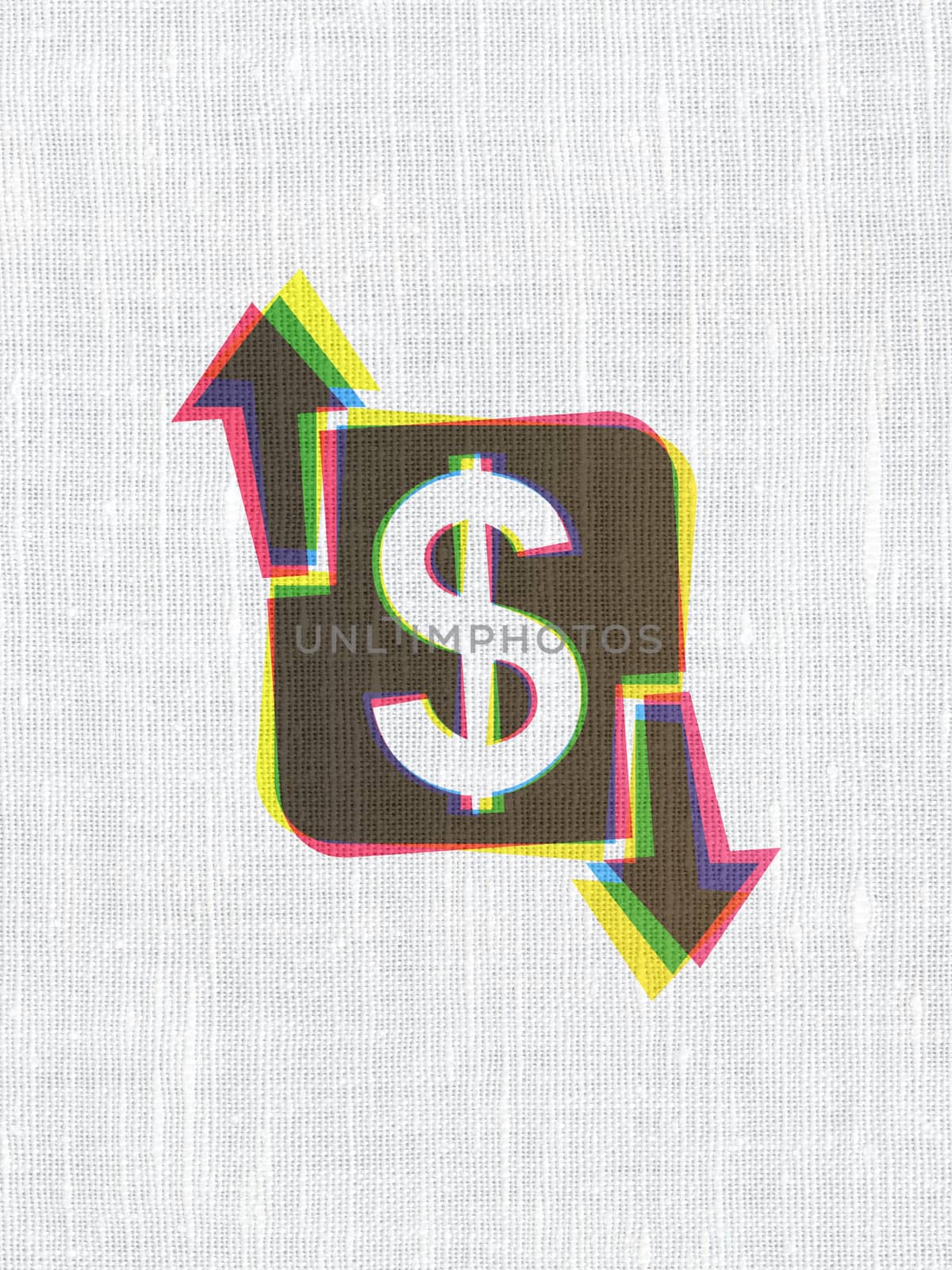 Finance concept: CMYK Finance on linen fabric texture background