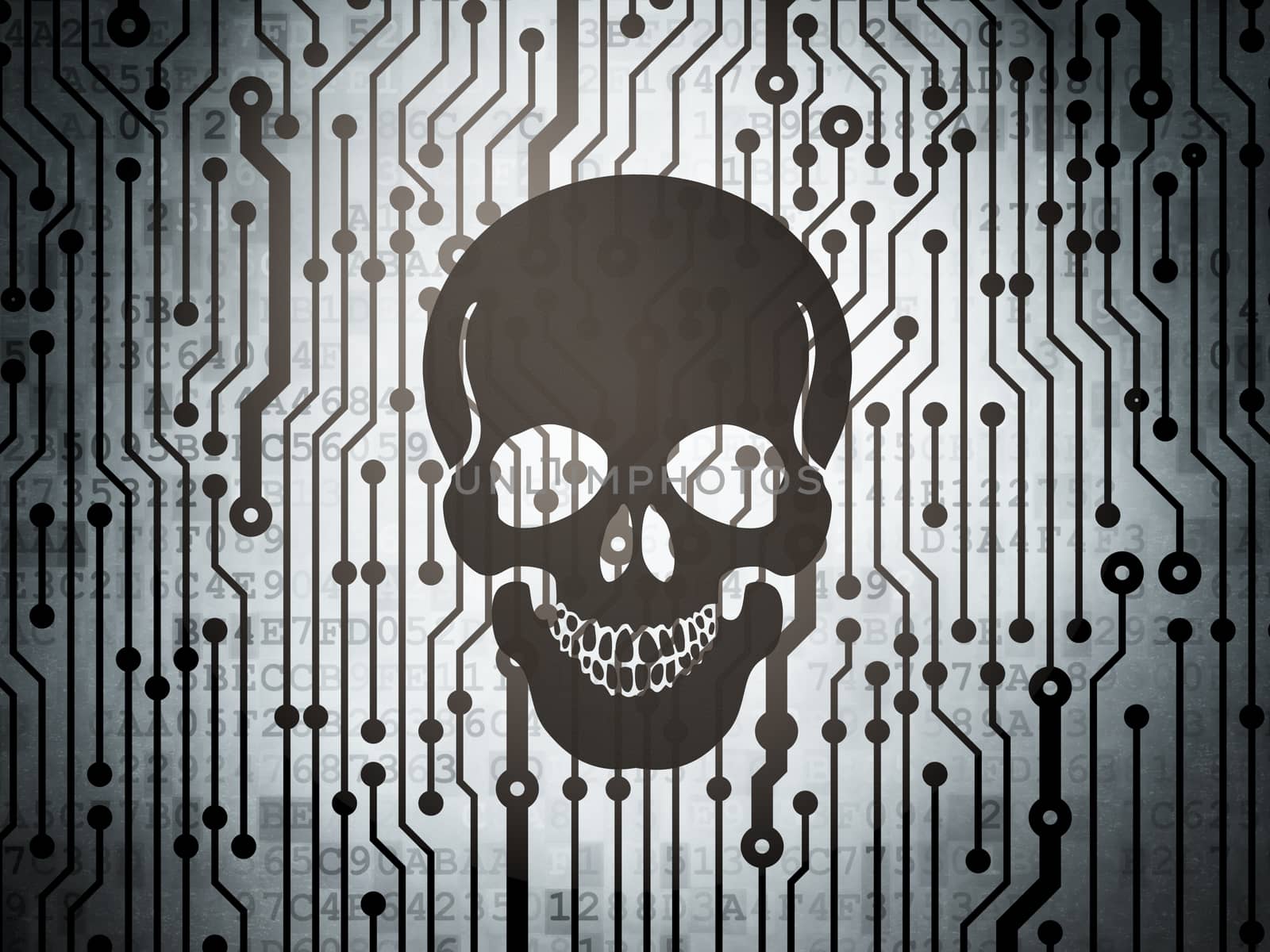 Health concept: circuit board with Scull by maxkabakov