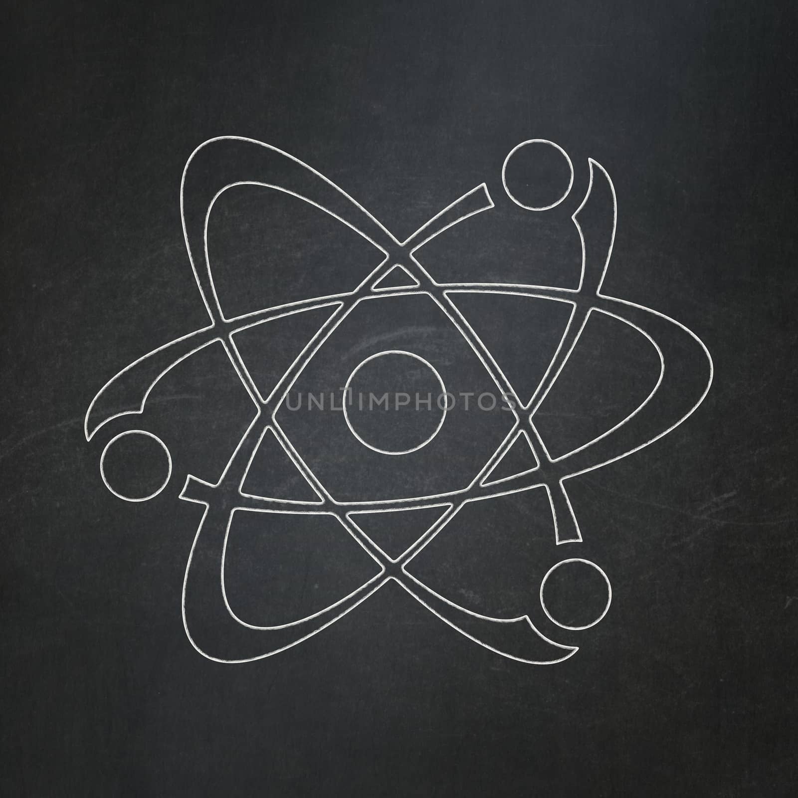 Science concept: Molecule on chalkboard background by maxkabakov