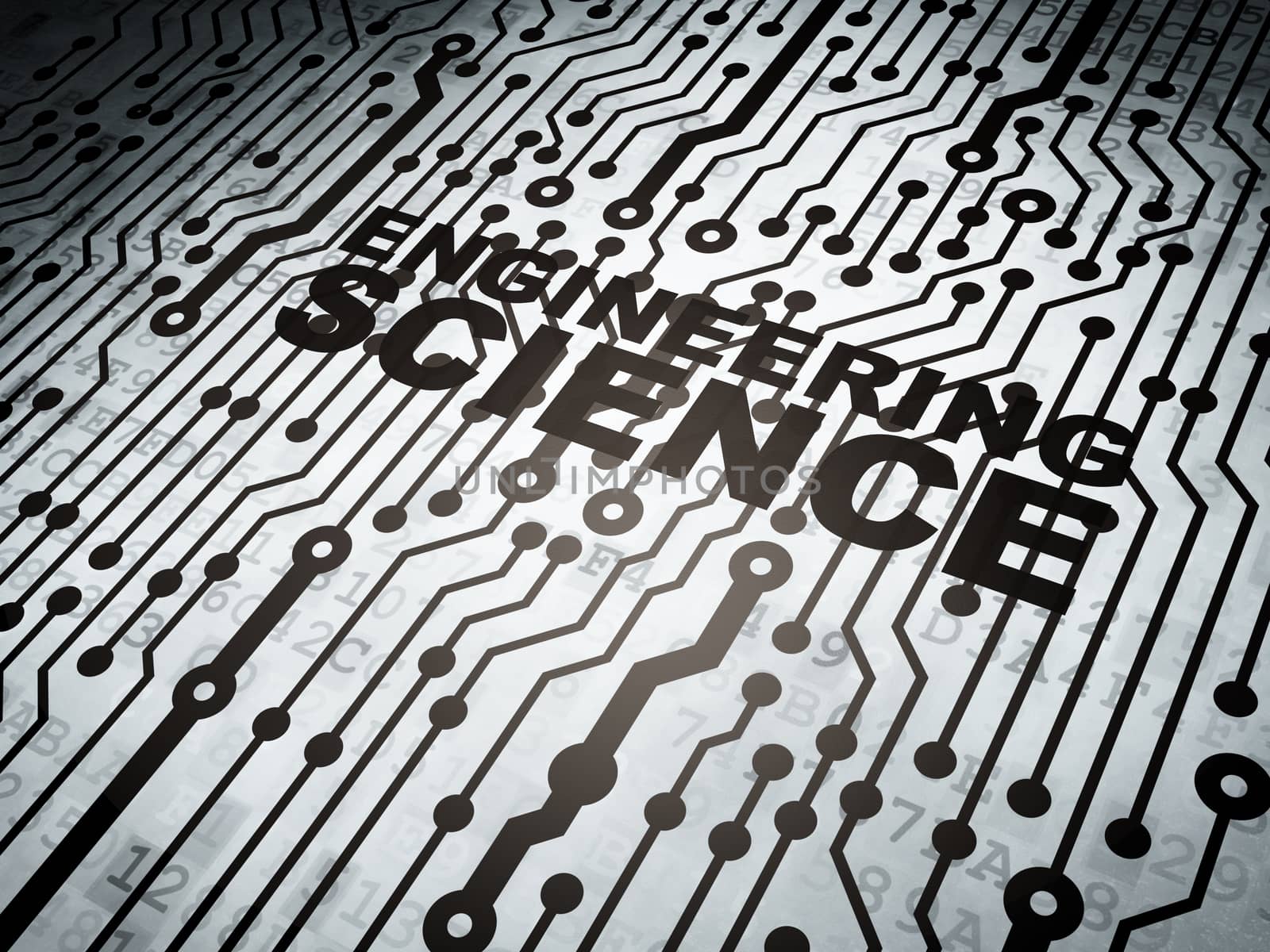Science concept: circuit board with  word Engineering Science, 3d render