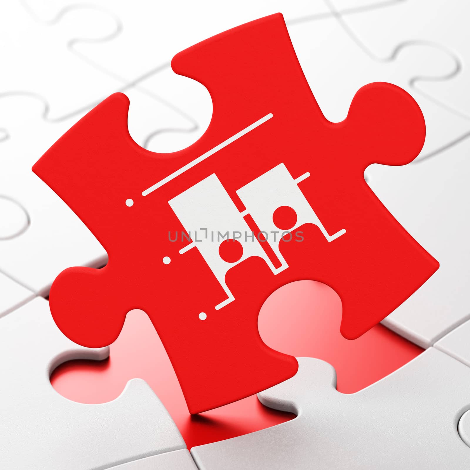 Politics concept: Election on Red puzzle pieces background, 3d render