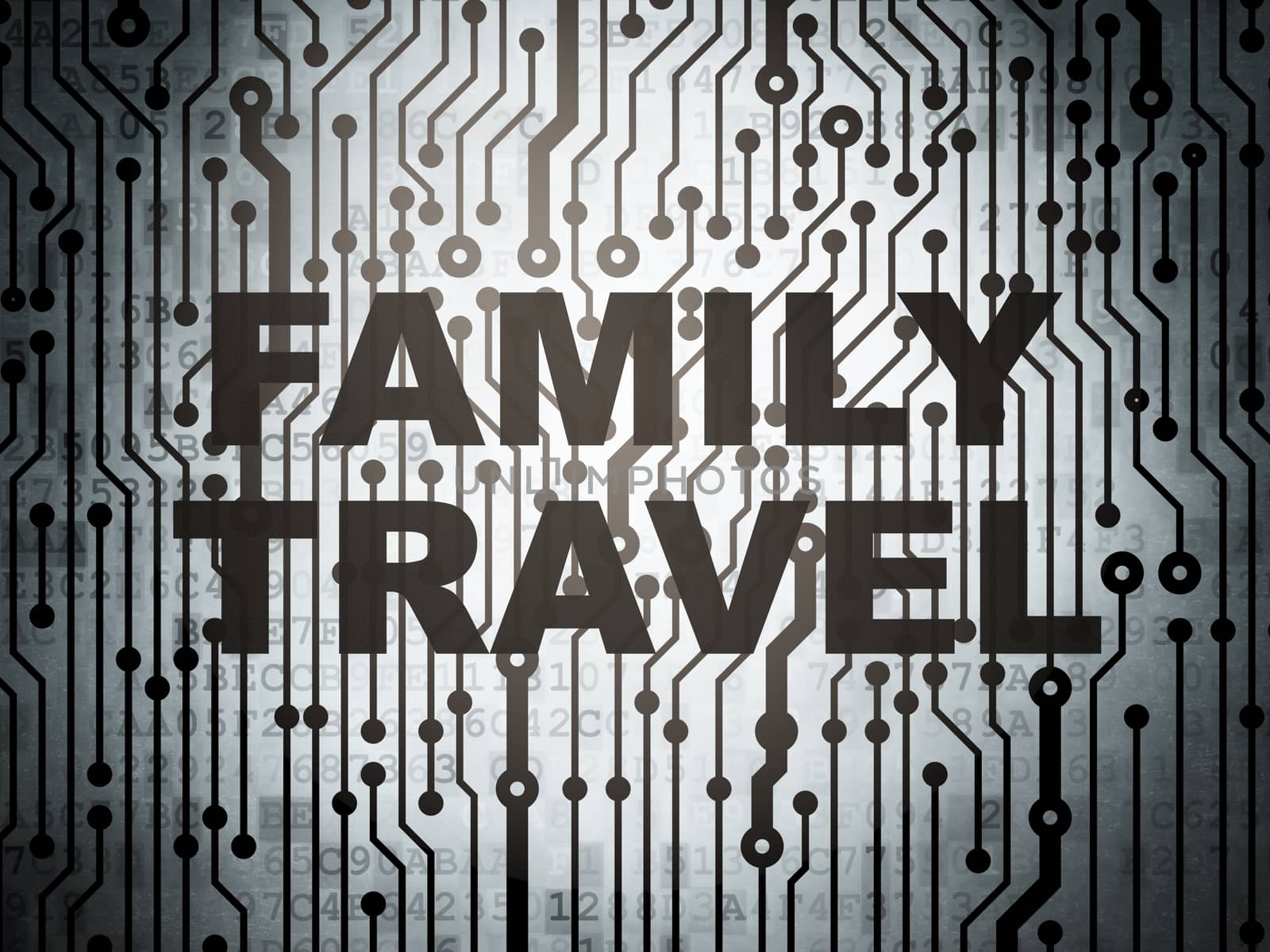 Travel concept: circuit board with Family Travel by maxkabakov