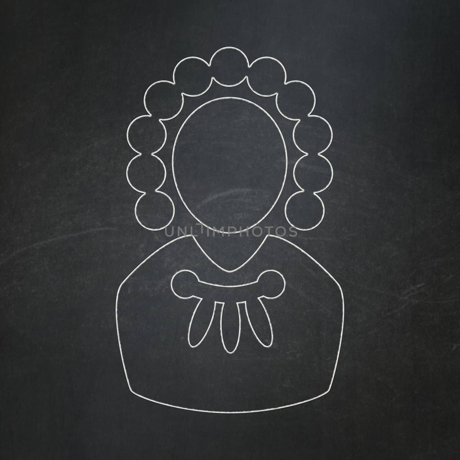 Law concept: Judge icon on Black chalkboard background