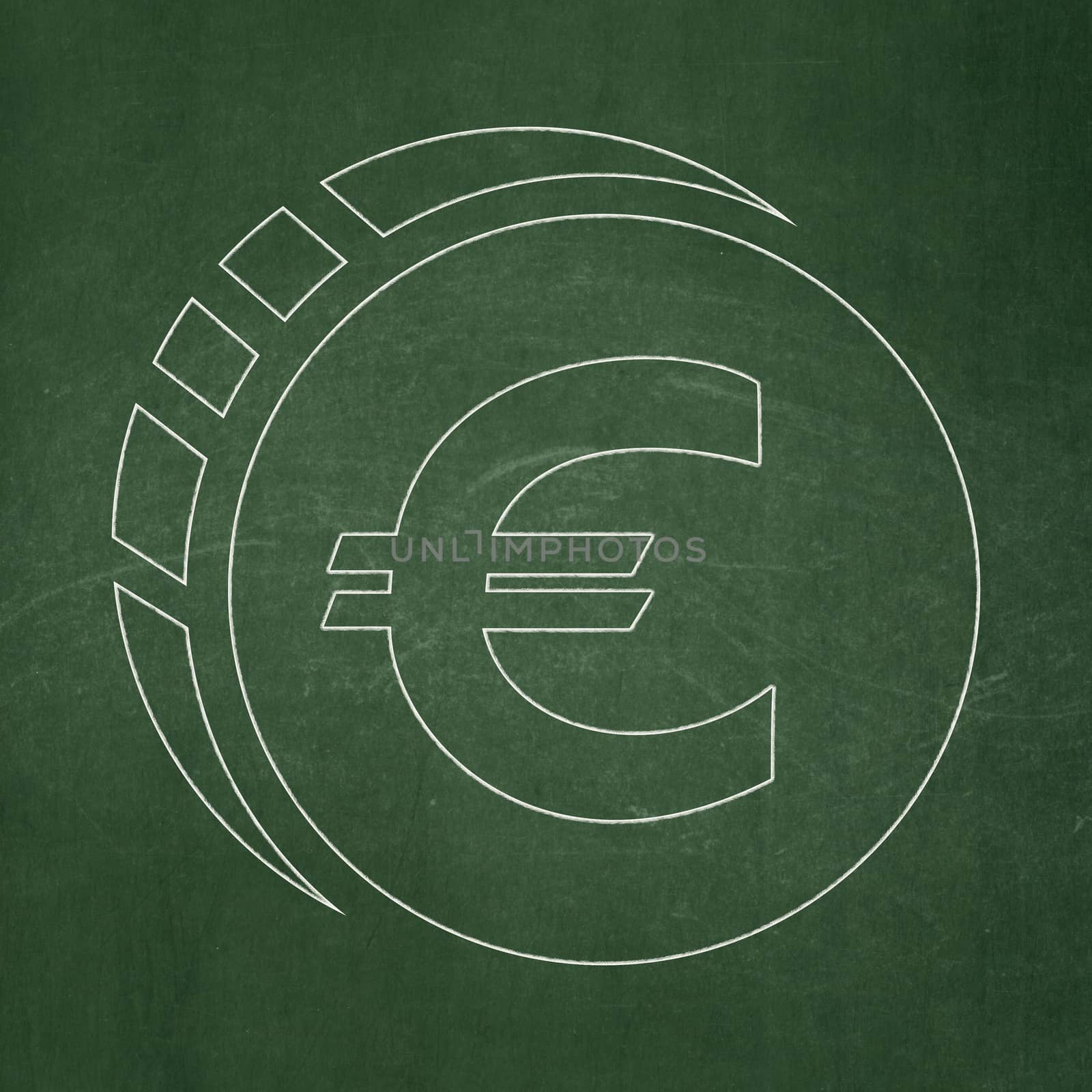 Banking concept: Euro Coin icon on Green chalkboard background