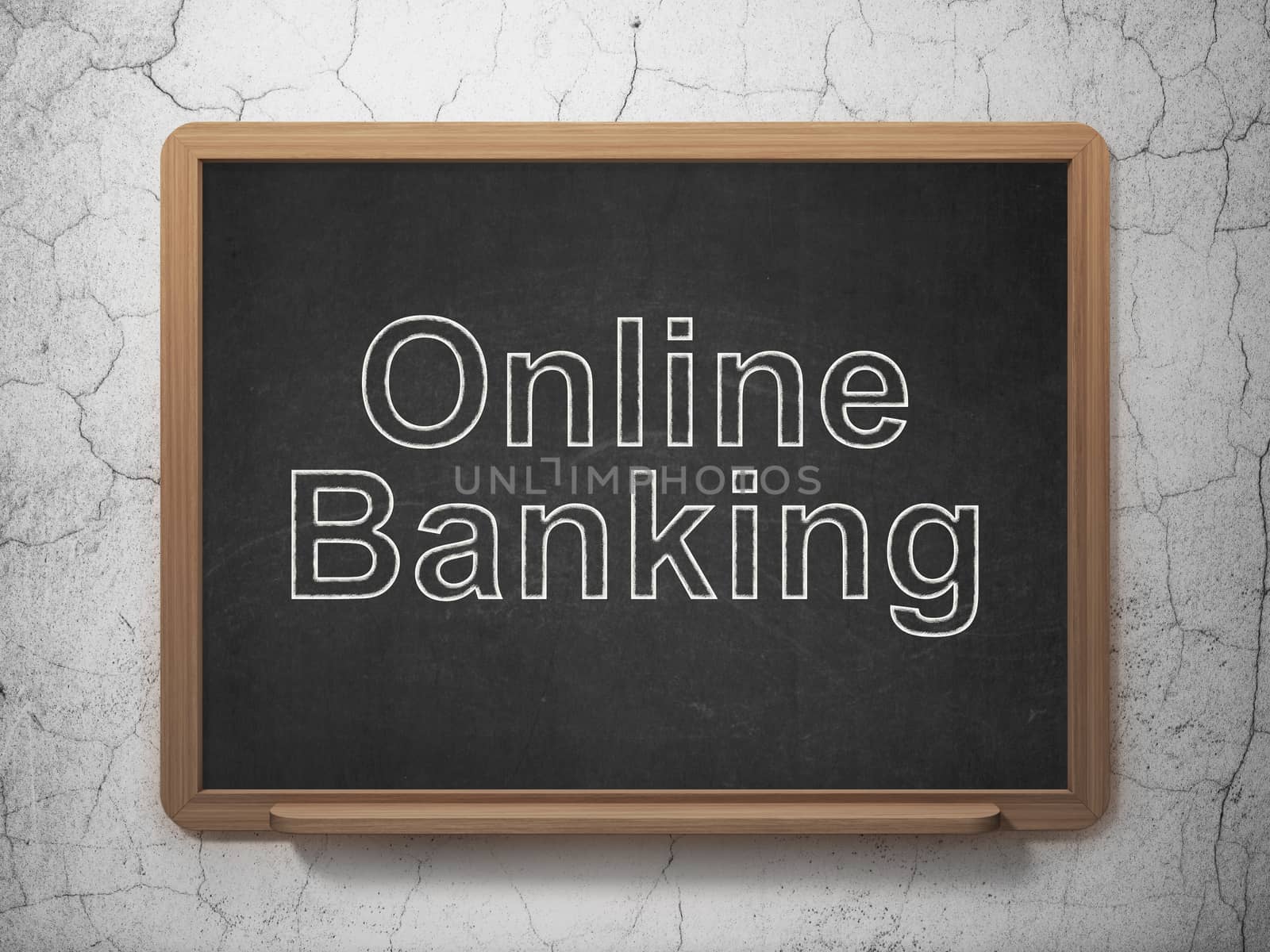 Banking concept: text Online Banking on Black chalkboard on grunge wall background