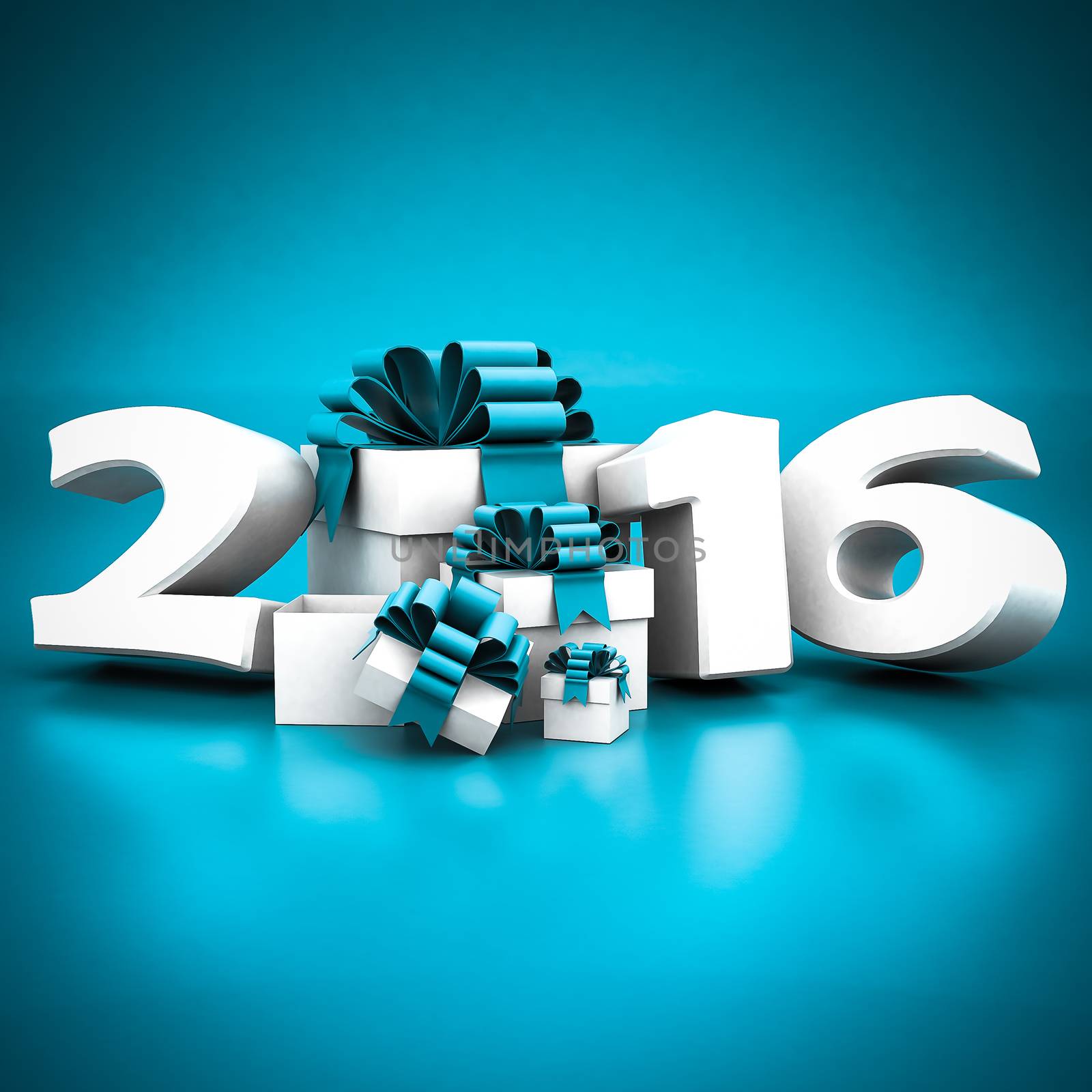 Happy new year 2016 on a blue background