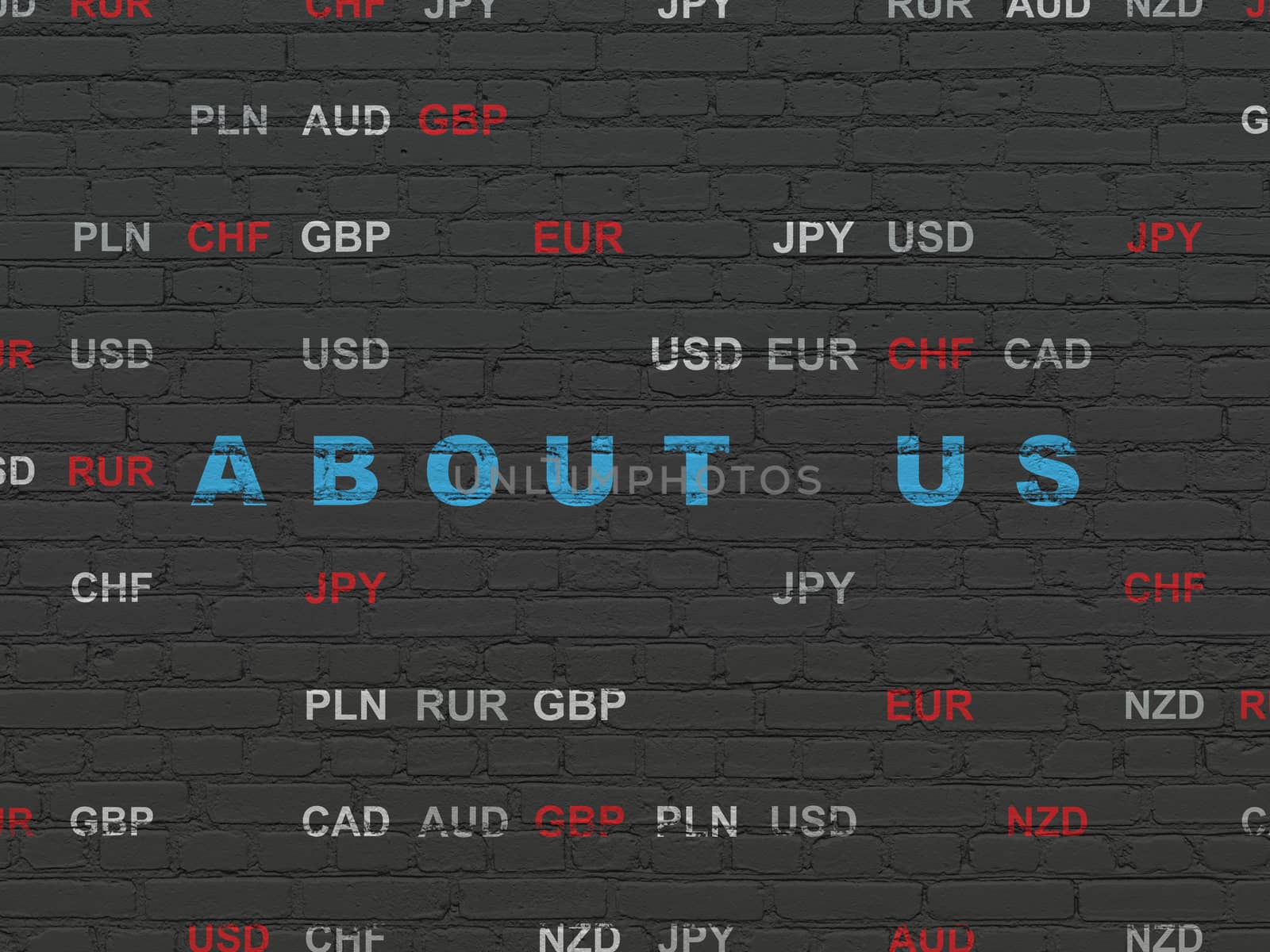 Finance concept: About us on wall background by maxkabakov