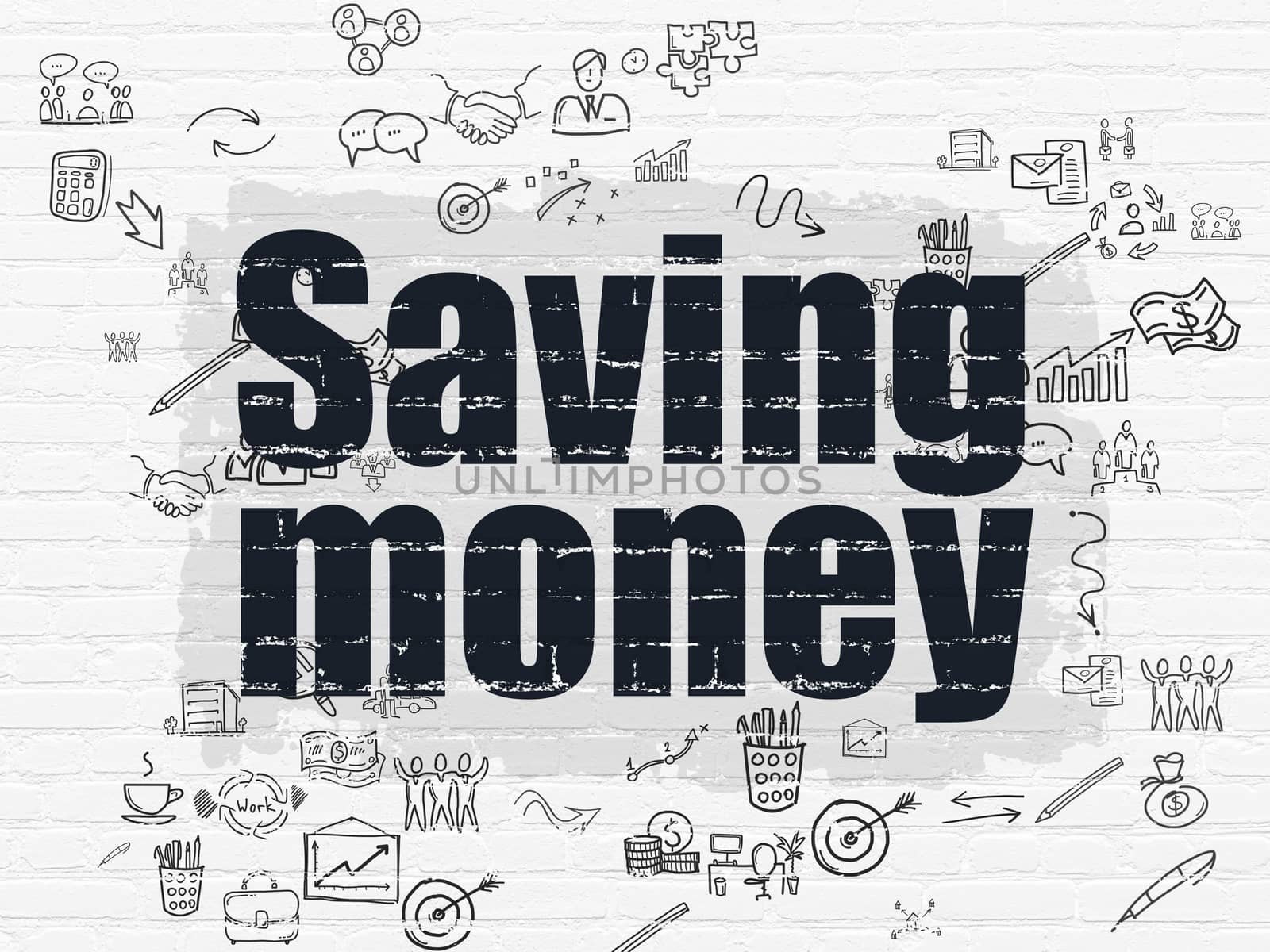 Finance concept: Saving Money on wall background by maxkabakov