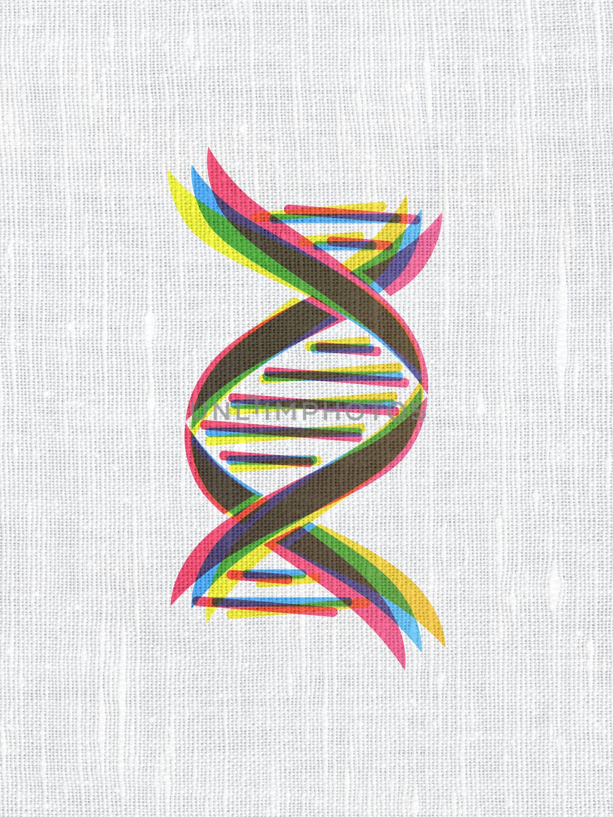 Science concept: DNA on fabric texture background by maxkabakov