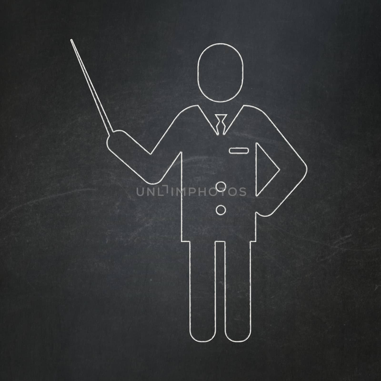 Learning concept: Teacher icon on Black chalkboard background