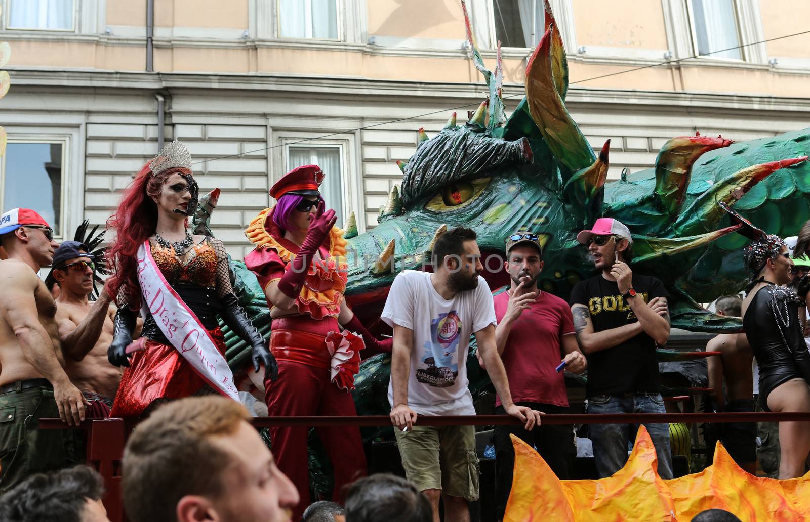 ROME, ITALY - JUNE 13, 2015: Rome hosts a popular Pride celebration - Rome Gay Pride on June 13, 2015.  Rome Gay Pride parade takes place on this day, drawing thousands of spectators and participants 