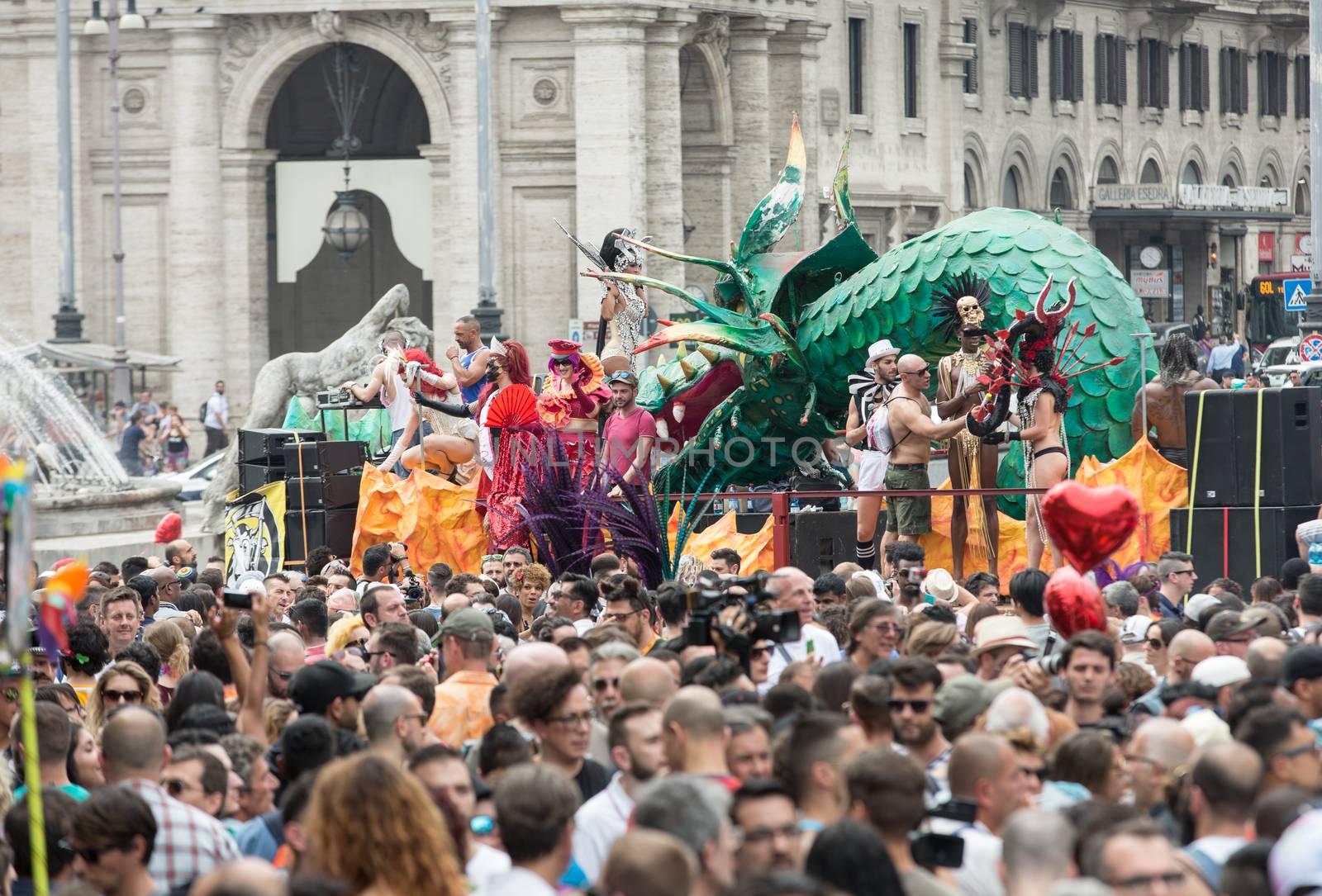 ROME, ITALY - JUNE 13, 2015: Rome hosts a popular Pride celebration - Rome Gay Pride on June 13, 2015.  Rome Gay Pride parade takes place on this day, drawing thousands of spectators and participants 