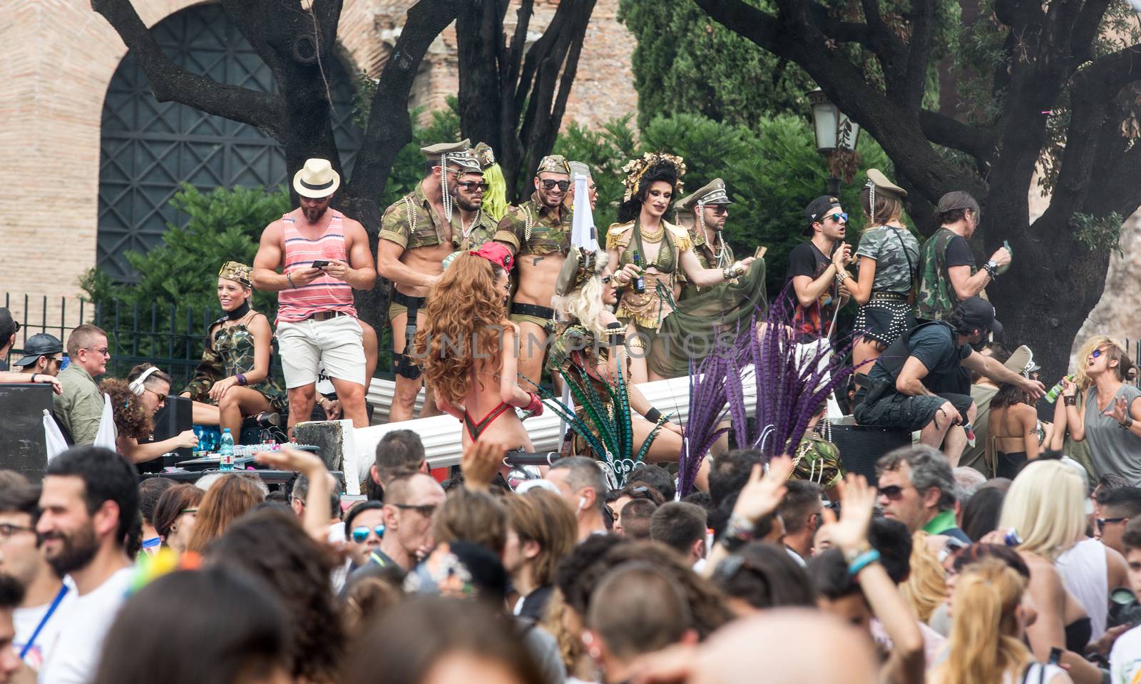 ROME, ITALY - JUNE 13, 2015: Rome hosts a popular Pride celebration - Rome Gay Pride on June 13, 2015.  Rome Gay Pride parade takes place on this day, drawing thousands of spectators and participants 