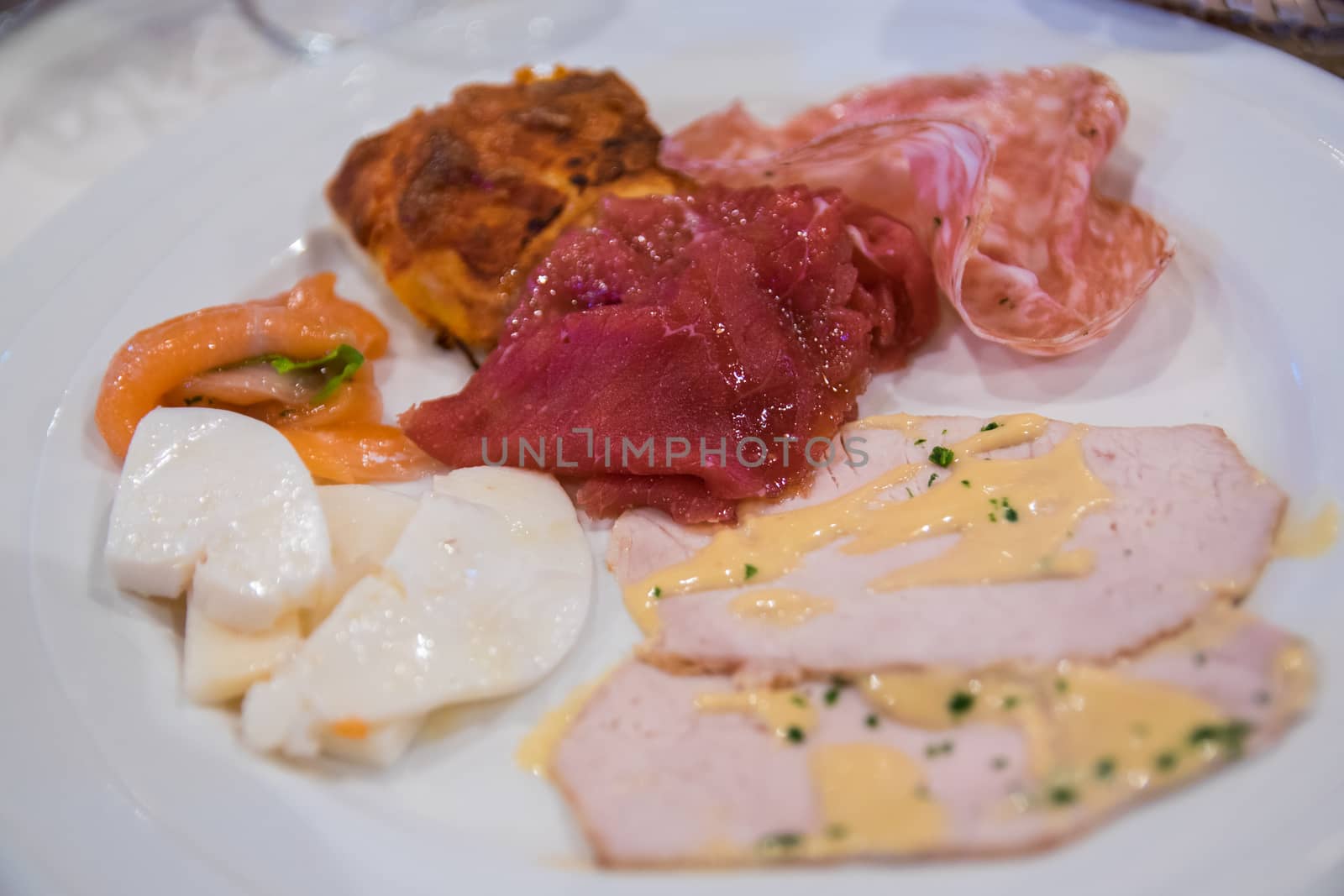 Italian appetizer of fish and meat