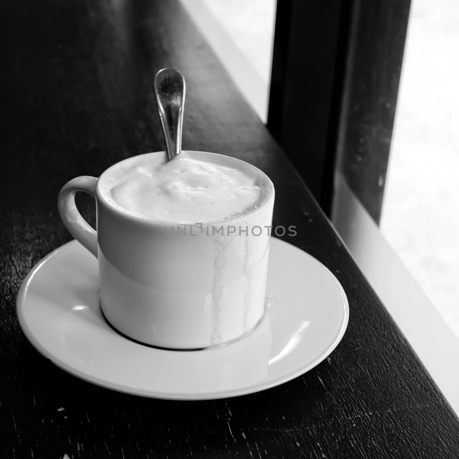 Black and White A cup of cafe latte