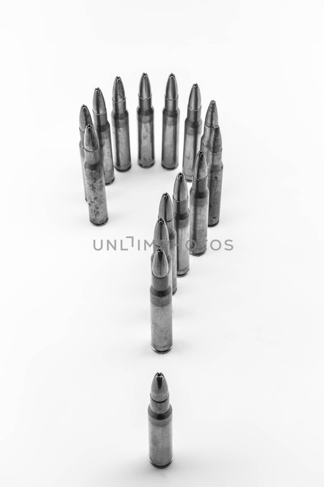 composition with bullets positioned as a question mark