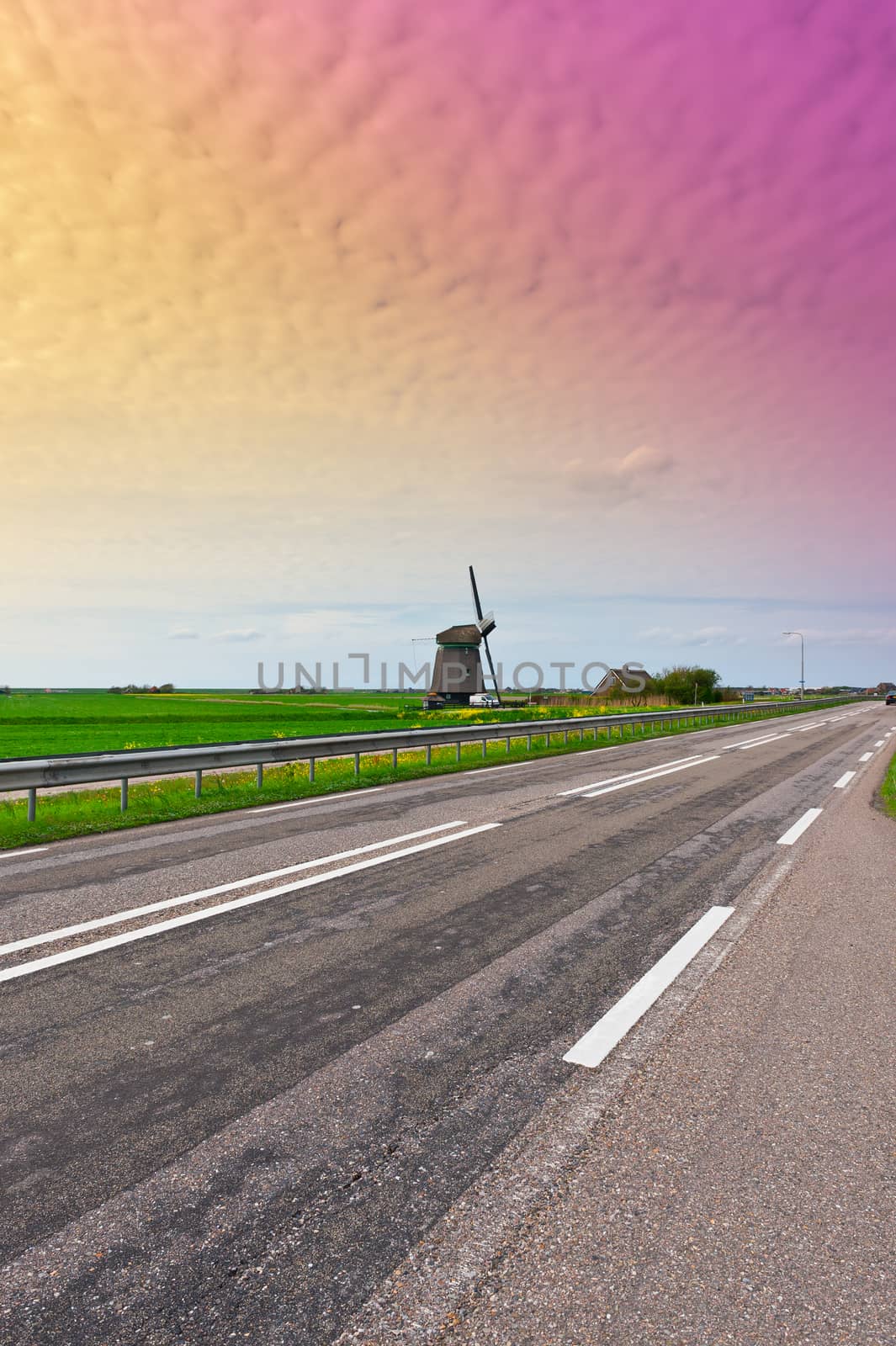Old Dutch Windmill at the Modern Highway