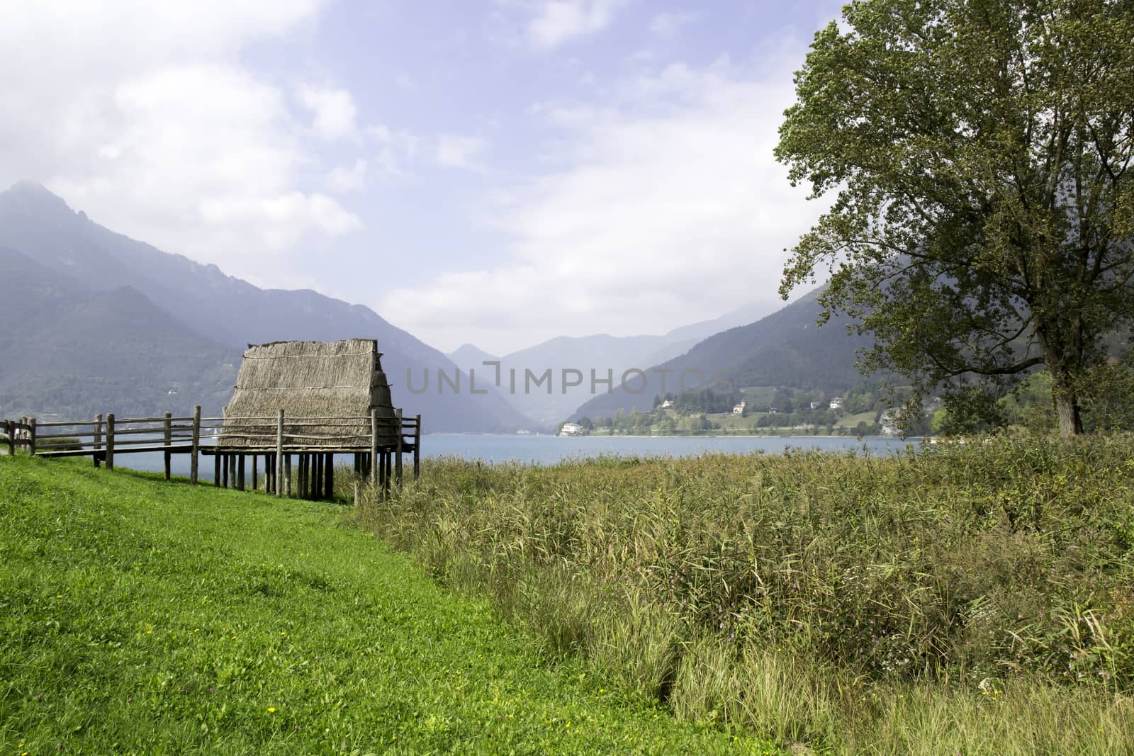 paleolithic pile-dwelling near Ledro lake, unesco site in north Italy