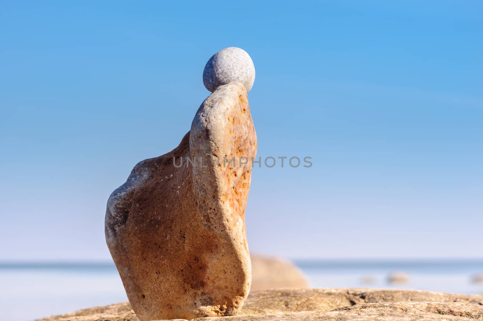 Composition of stones on the coast