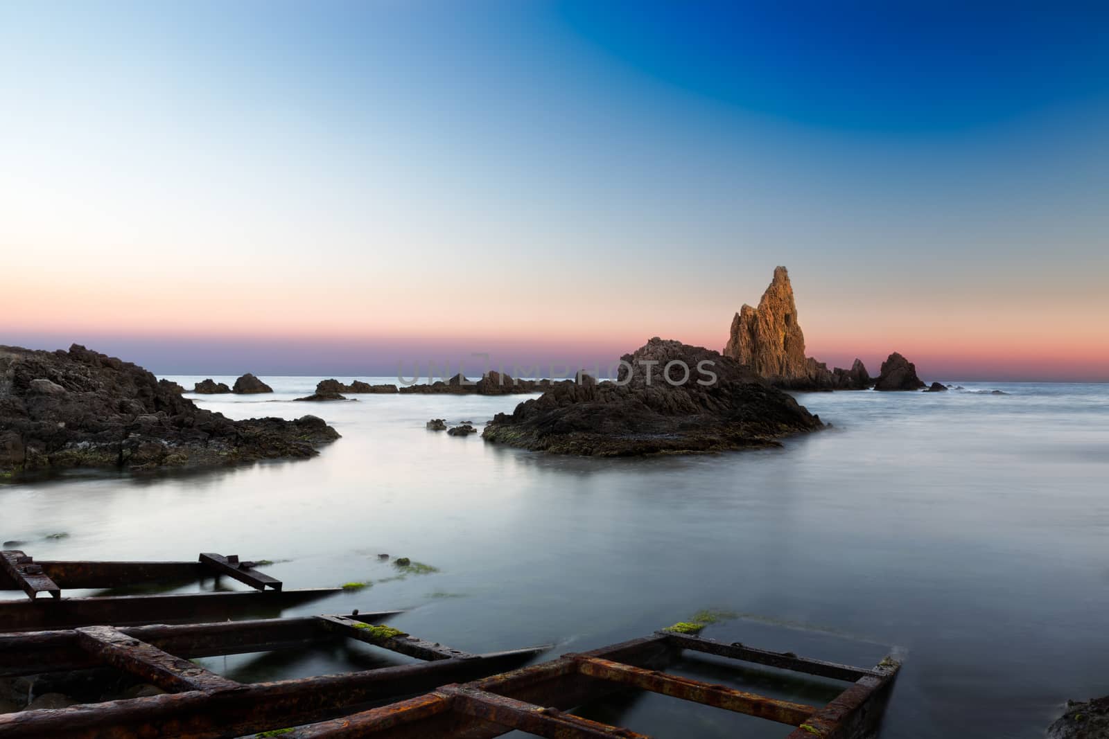 Sea after sunset at Cabo del Gata, Almeria, Spain by fisfra