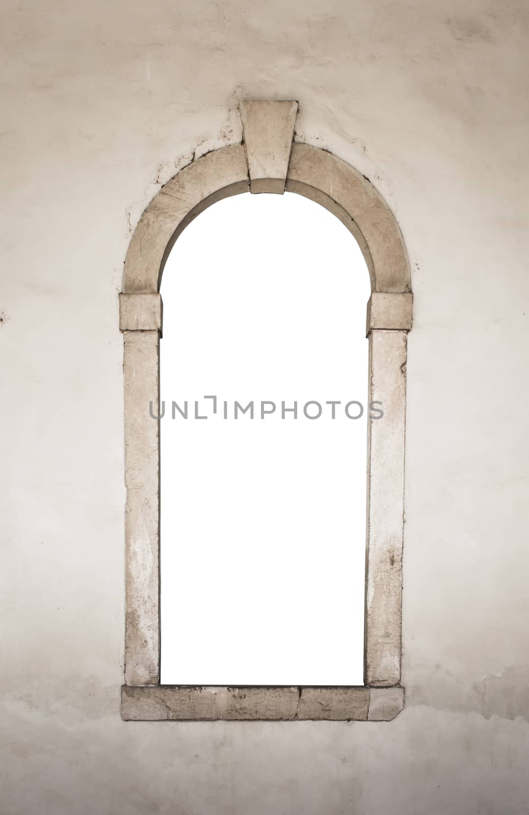 Ancient stone window white isolated by Isaac74