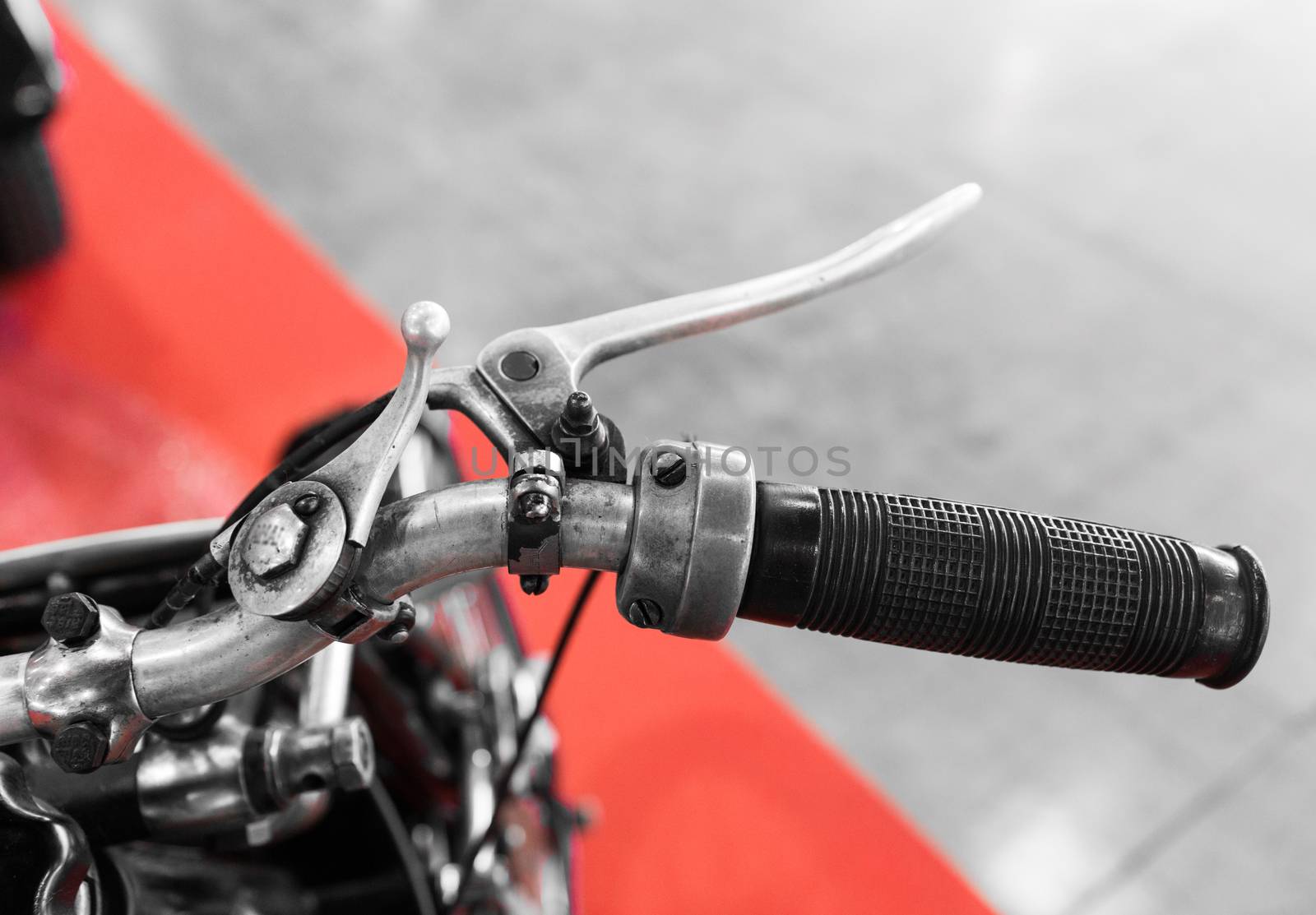 vintage motorcycle with gear lever on the handlebar by Isaac74