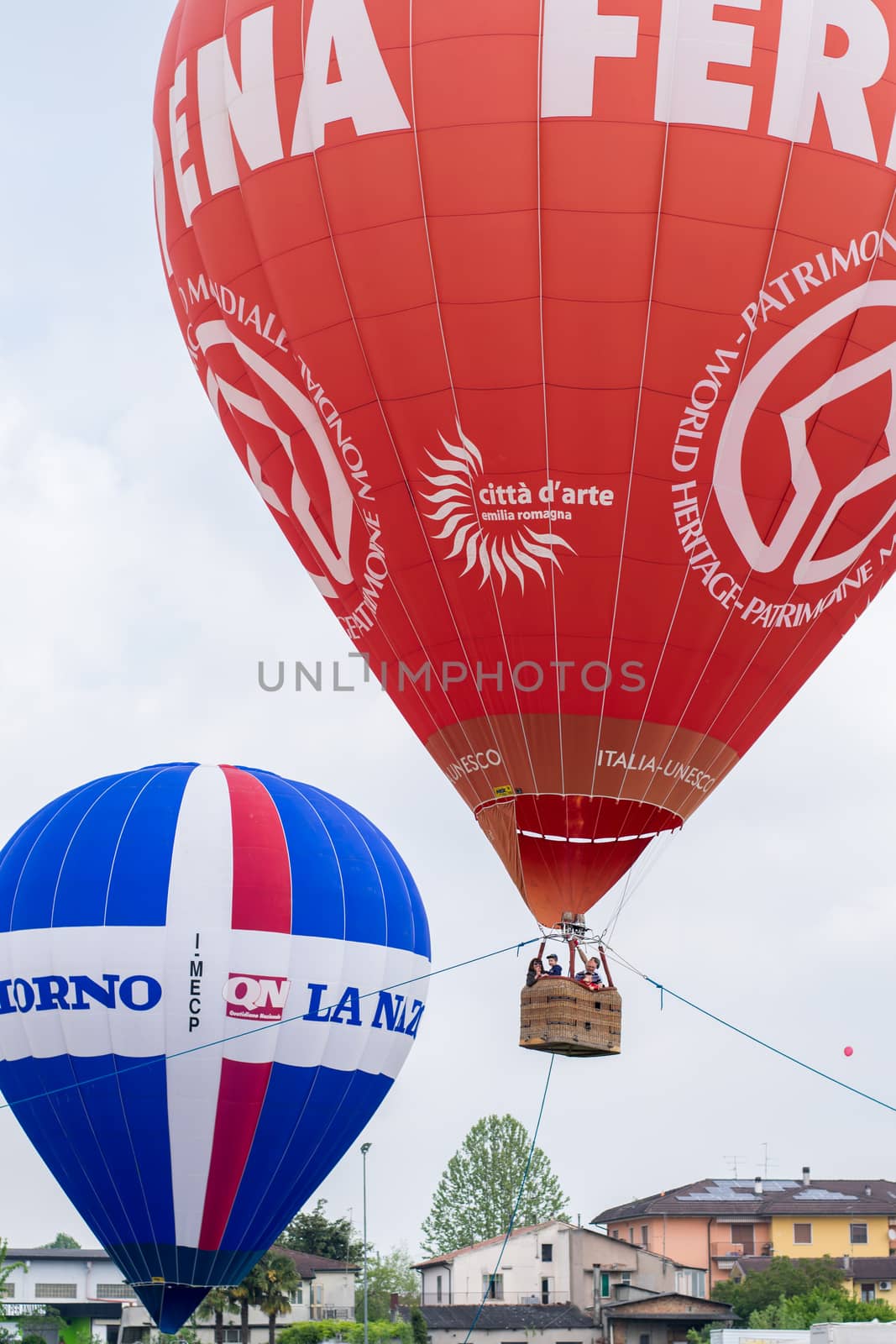 FERRARA, ITALY - SEPTEMBER 13: Ferrara ballon festival is a major annual gathering for fans of hot air balloons and paragliders on Ferrara Saturday, September 13, 2014.