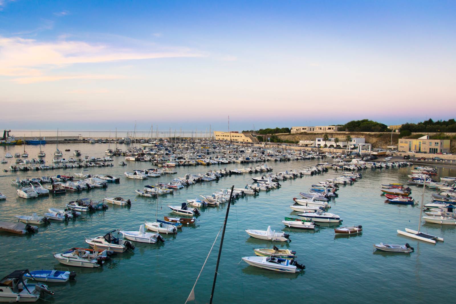 view of marina of Otranto at sunset