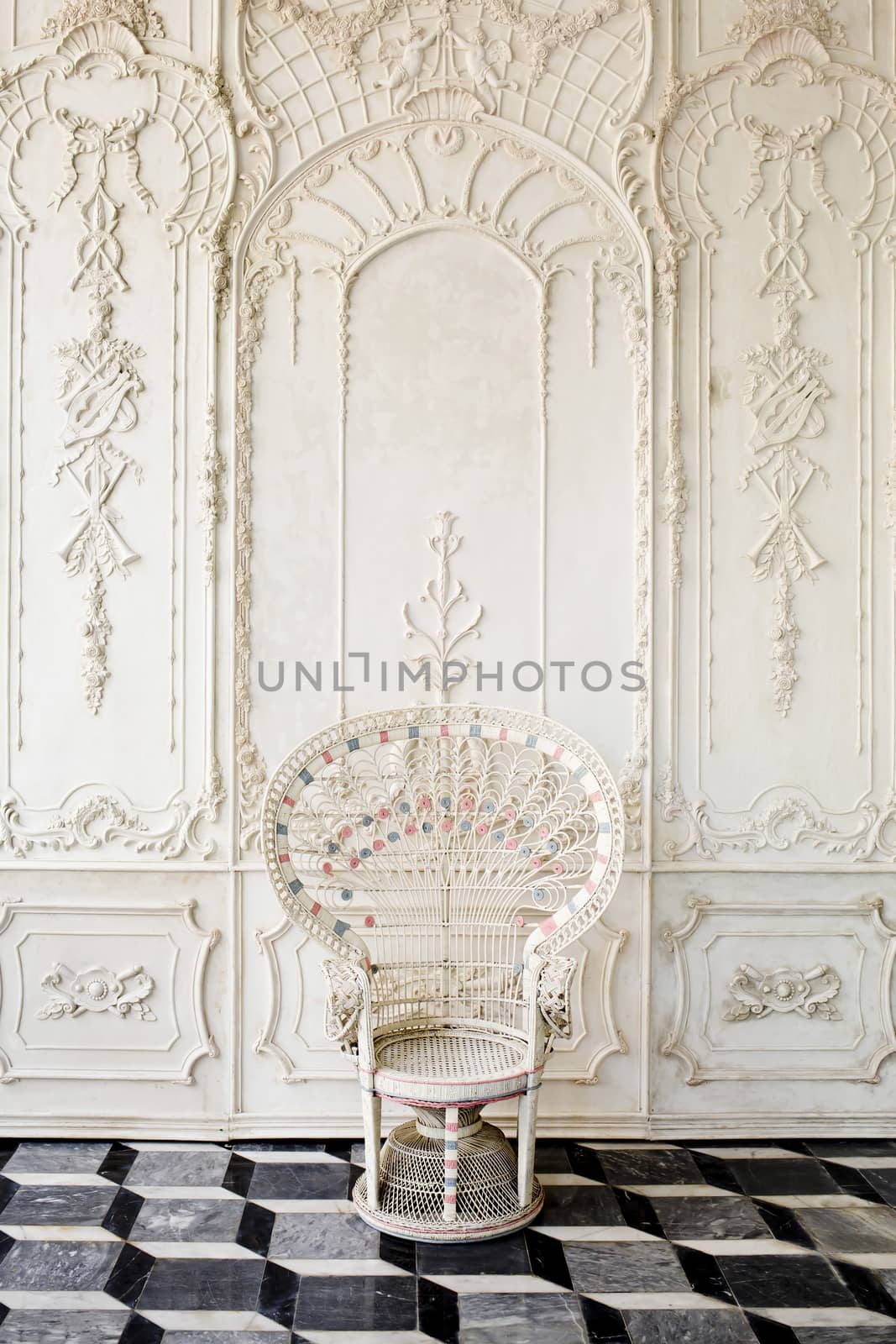 Ancient chair with beautiful wall by art9858