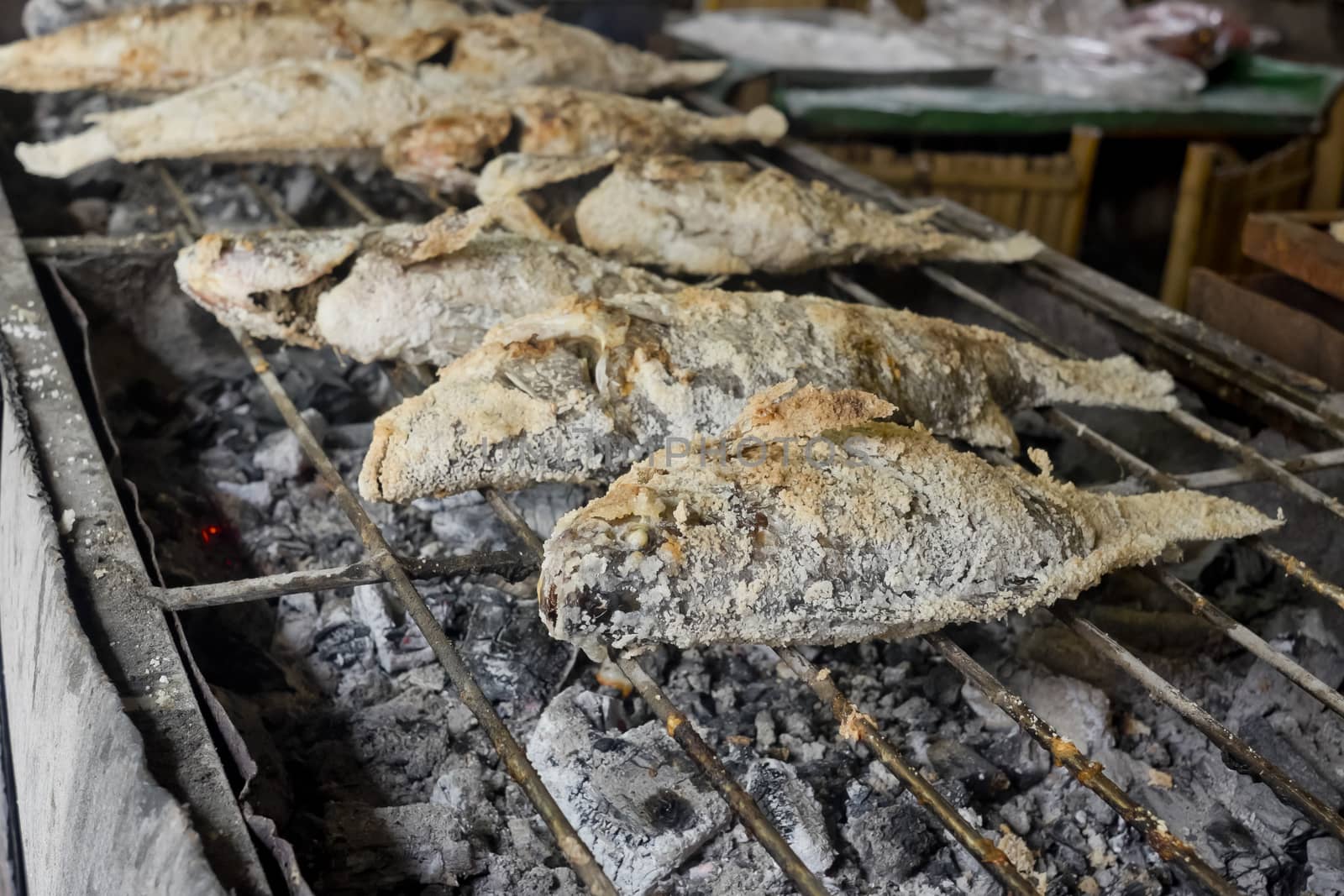 Thai Food, Salt-Crusted Grilled Fish by art9858