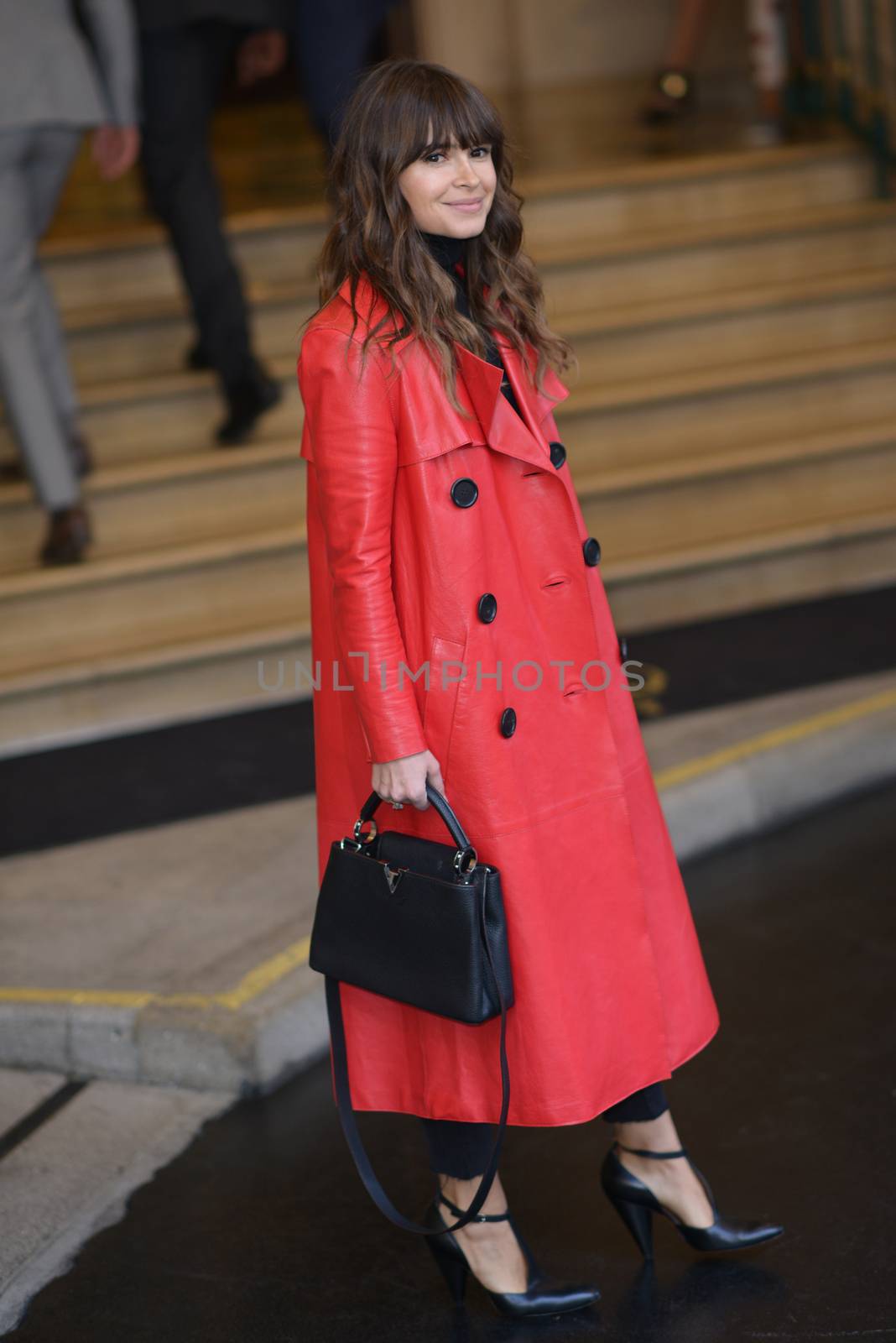 FRANCE, Paris : Famous Russian novelist Miroslava Duma enters InterContinental hotel in Paris on October 1st, 2015 for Paris Fashion week. 