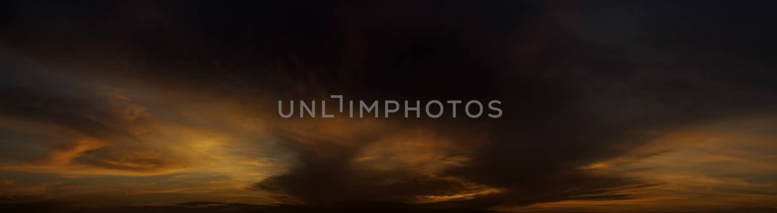 Cloudy sky with sunset light panorama view