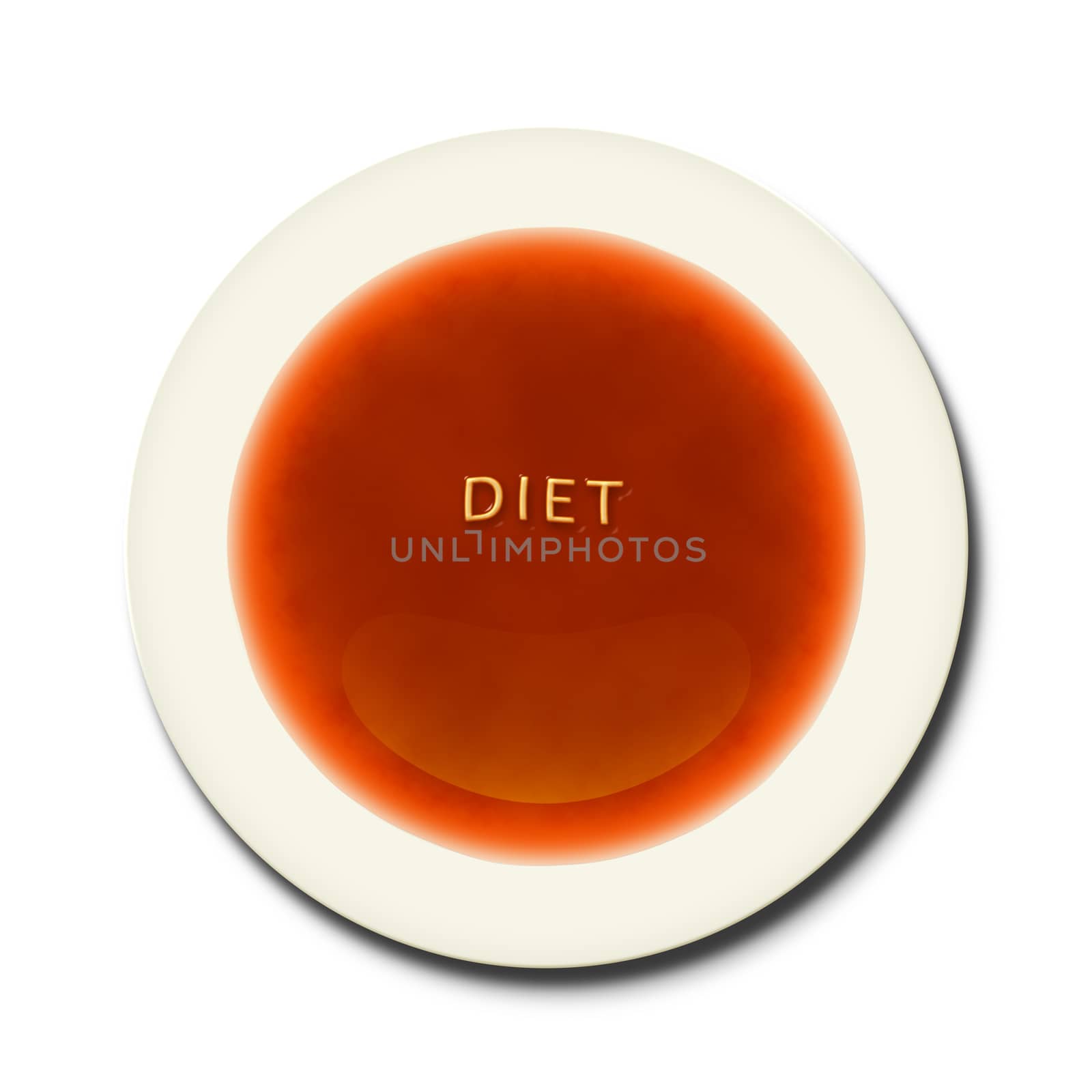 An alphabet soup with the word diet