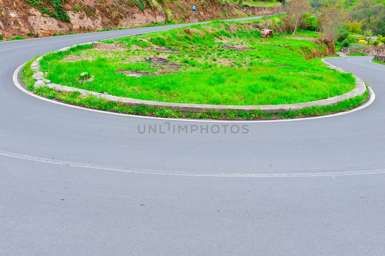 Winding Paved Road in the Tuscany, Italy