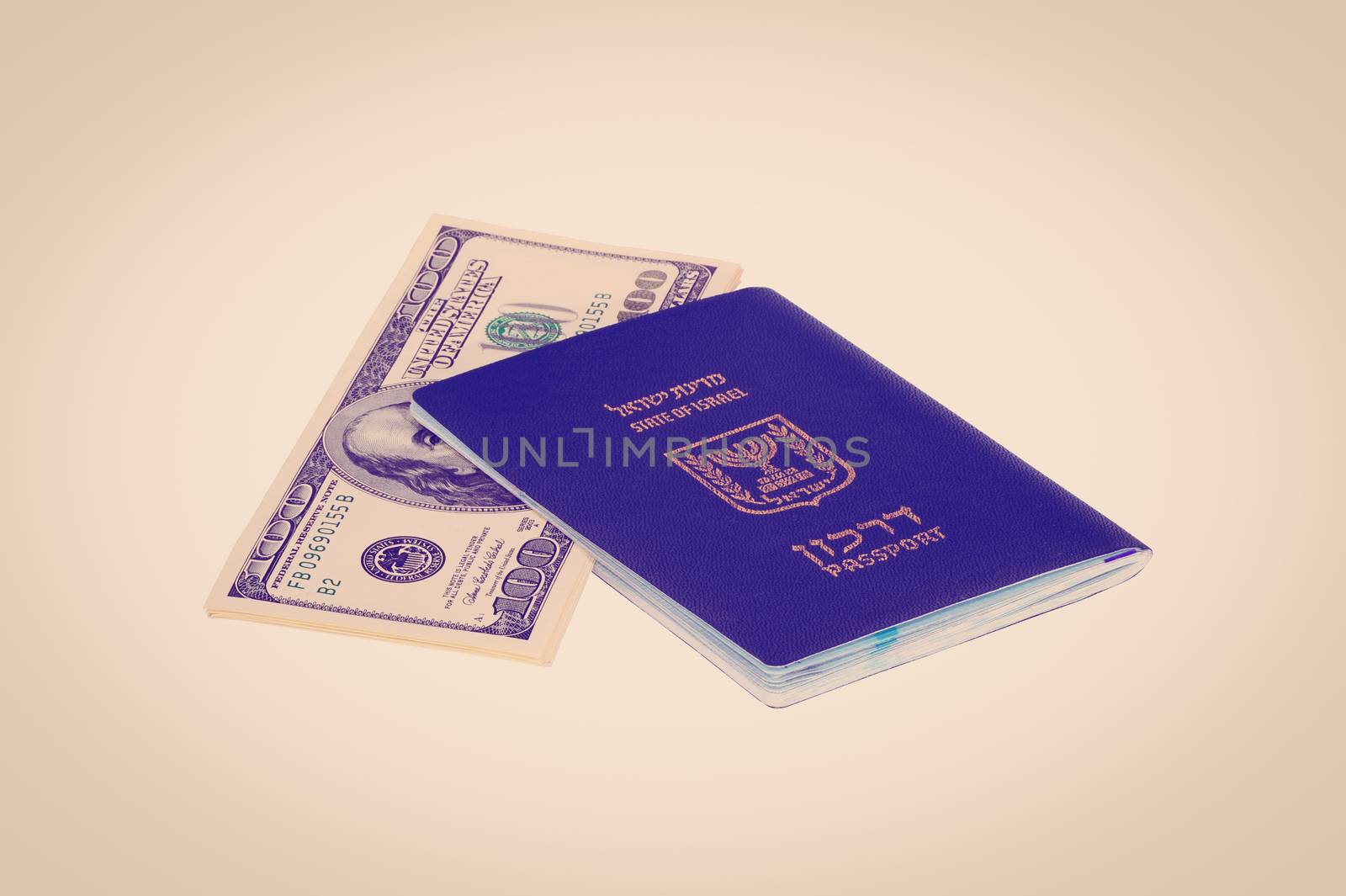 Israel Passport With Dollar Bills, Instagram Effect