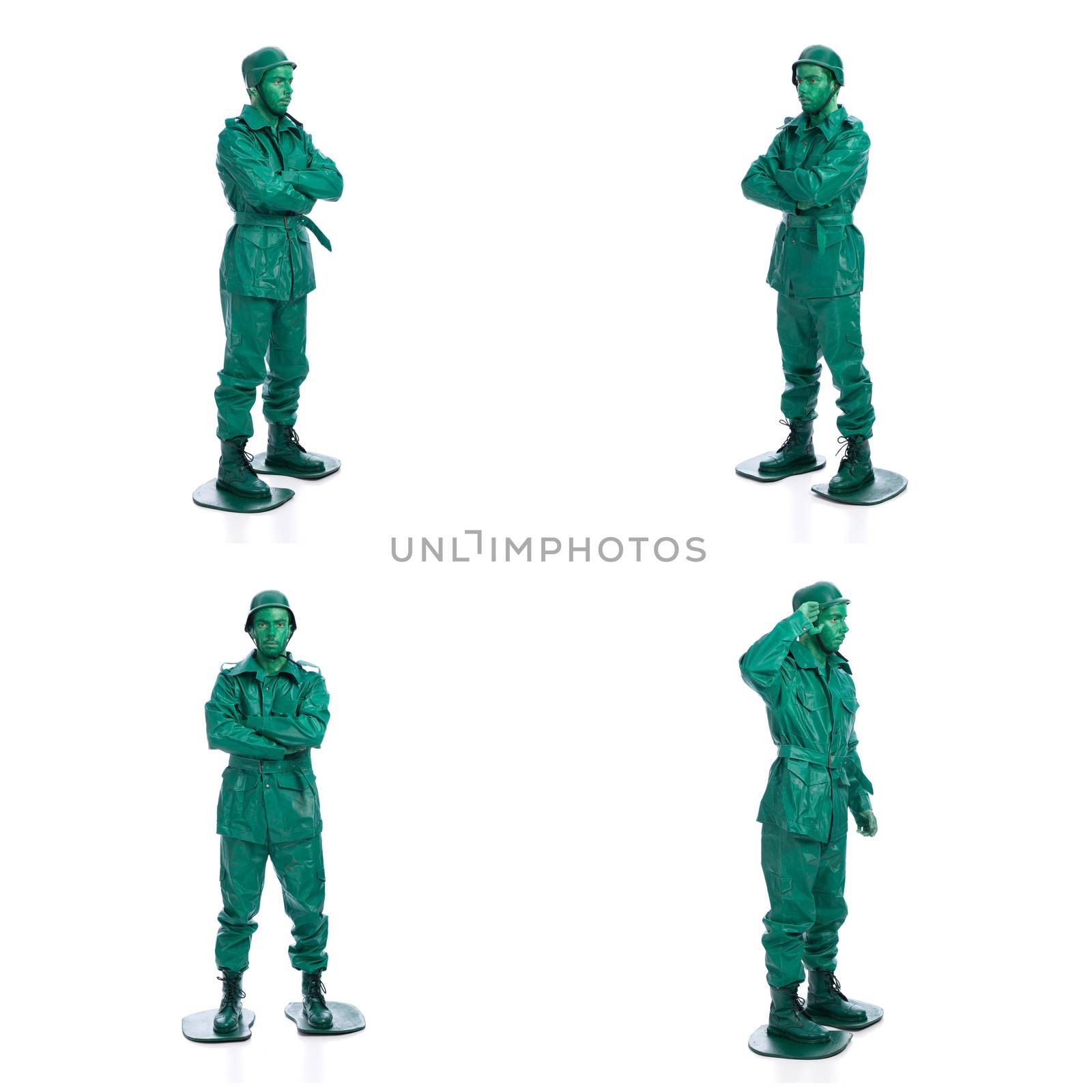 Four man on a green toy soldier costume by homydesign