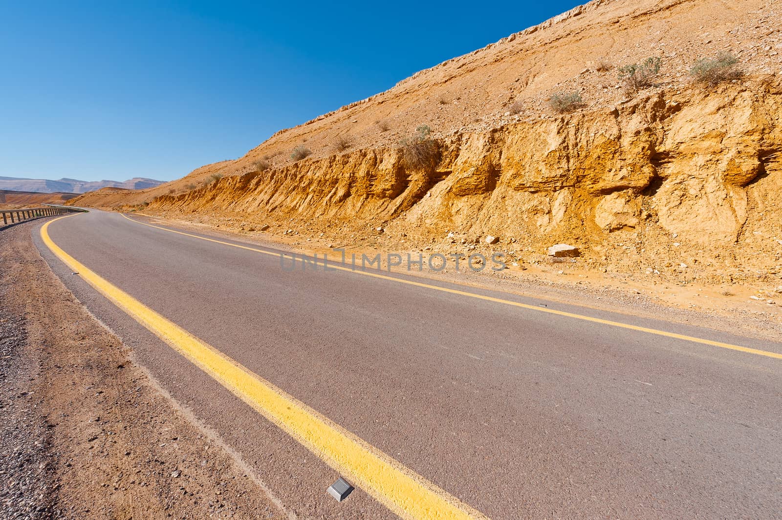 Meandering Road in Sand Hills of Judean Mountains, Israel