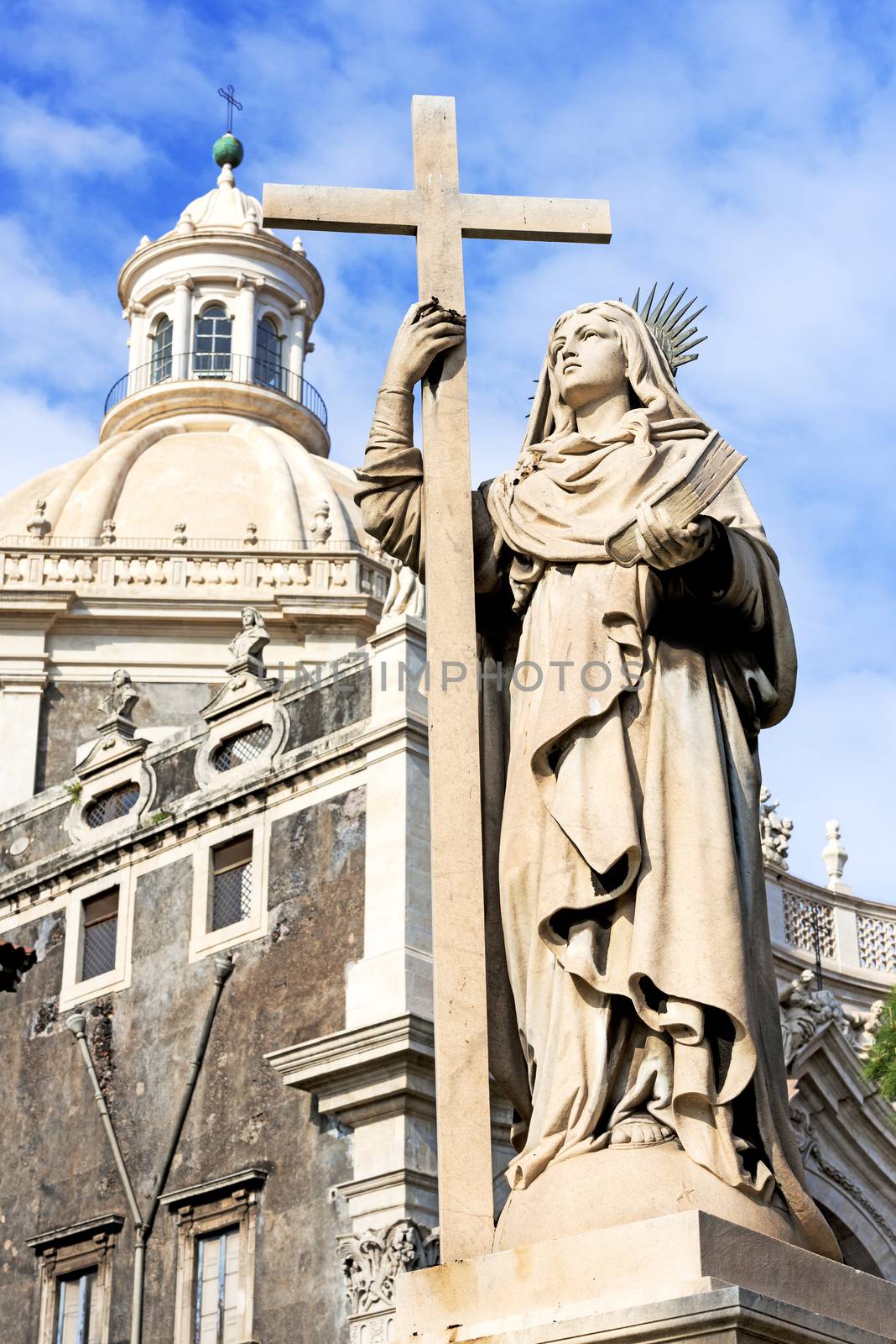 Piazza del Duomo in Catania with the Cathedral of Santa Agatha i by Nanisimova