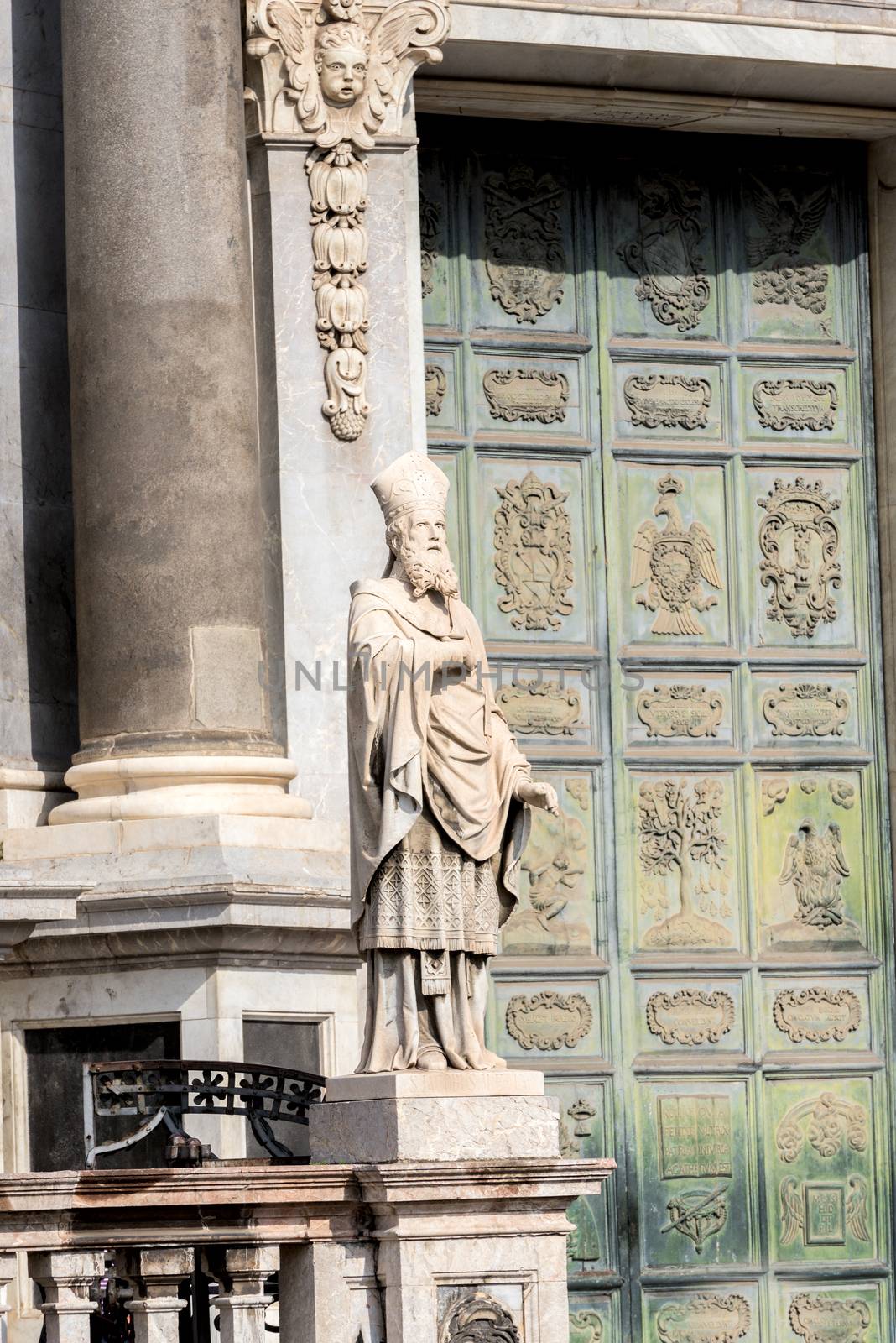 Piazza del Duomo in Catania and the Cathedral of Santa Agatha in Catania in Sicily, Italy