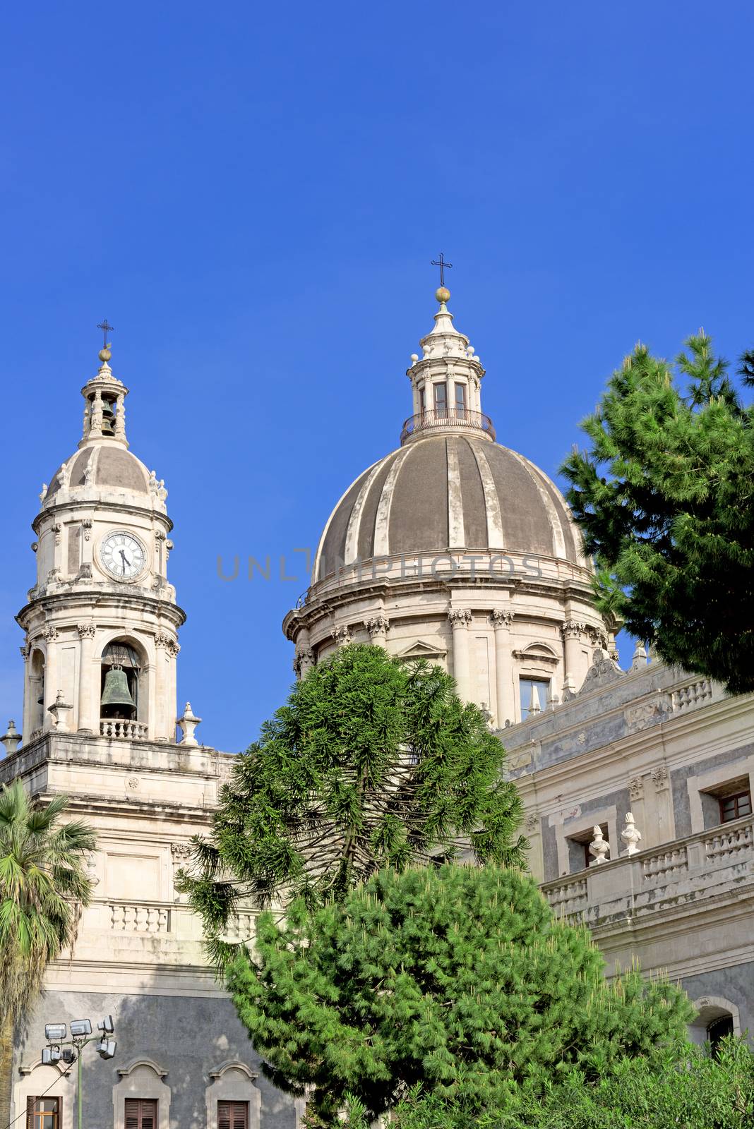 Piazza del Duomo in Catania and the Cathedral of Santa Agatha in Catania in Sicily, Italy