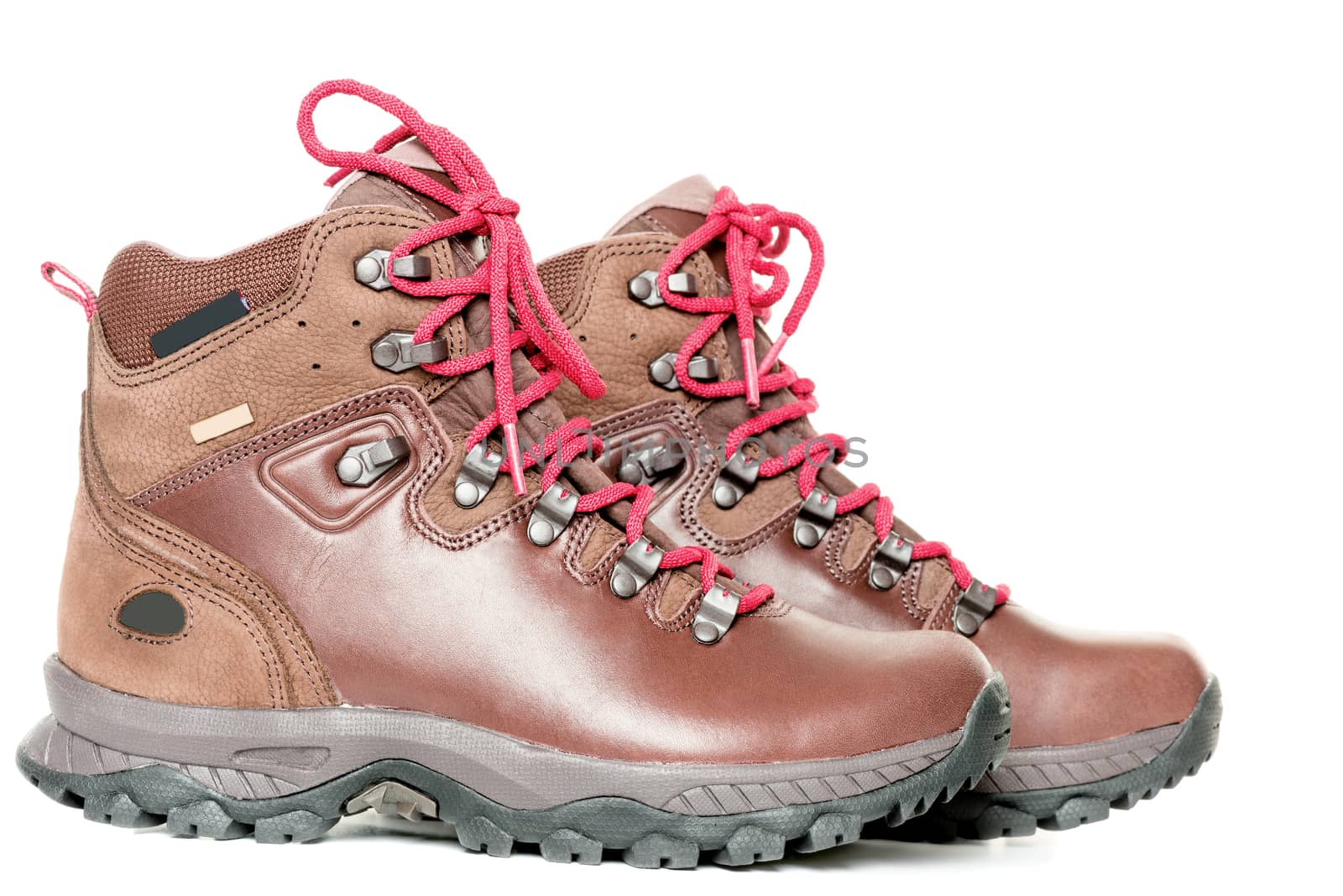 A pair of hiking boots. Isolated on white background