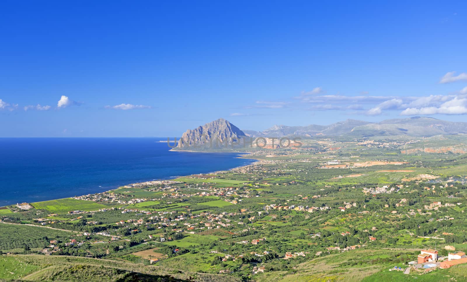 Bird view on Sicily coast, Italy