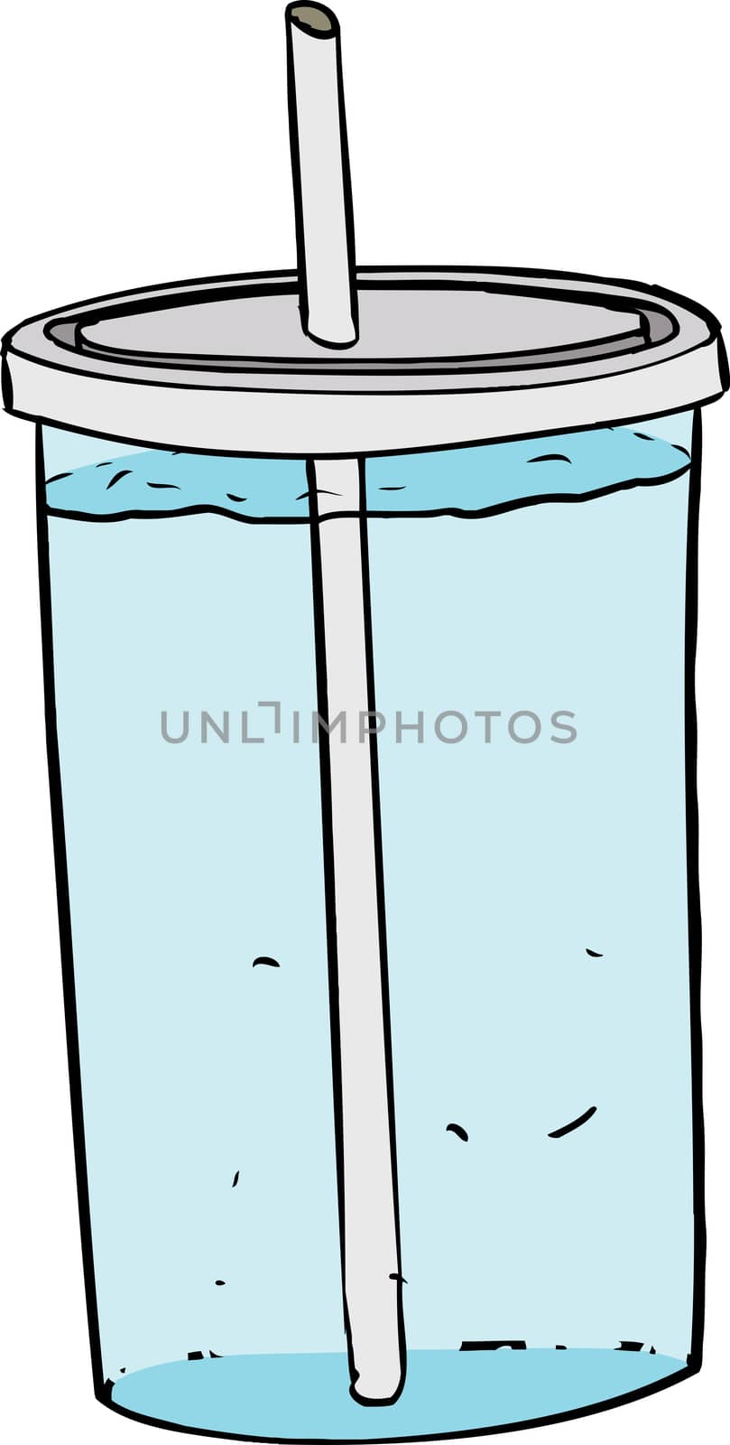 Single isolated cup of seltzer water illustration