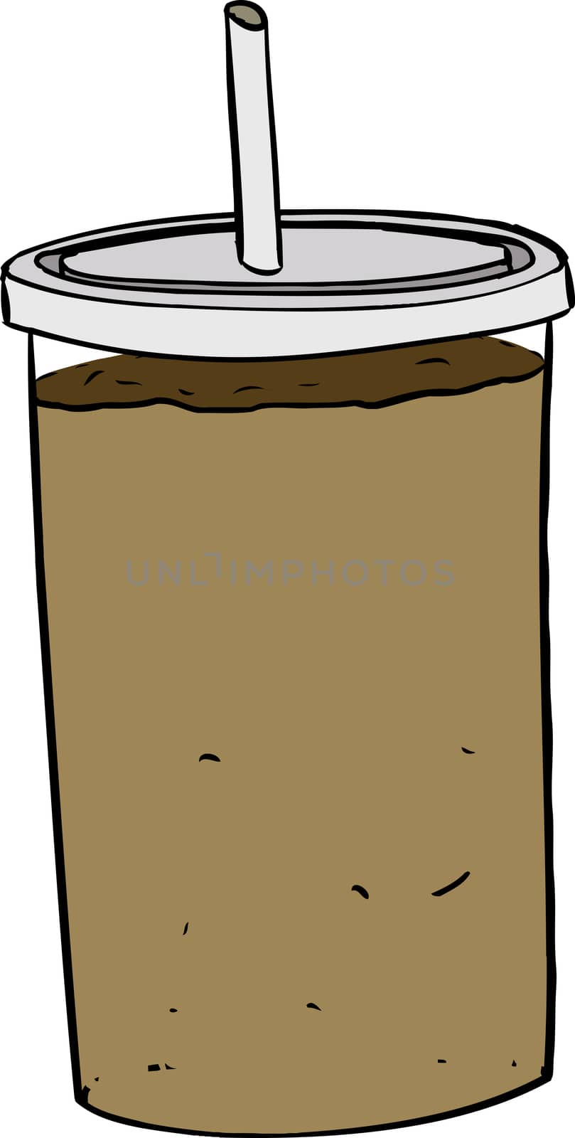 Single isolated cartoon cup of ice coffee