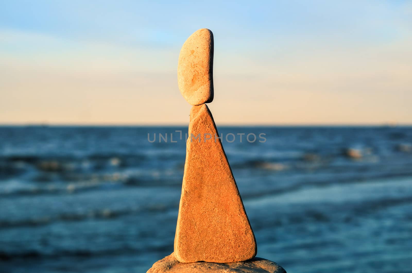 Balance of two stones each other on the coast